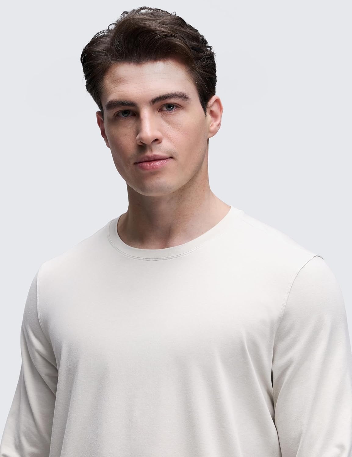 image:imageCRZ YOGA Cloud Jersey Long Sleeve Shirts for Men Crewneck Breathable Casual Workout TShirts Soft Basic TopsMilky White Bone