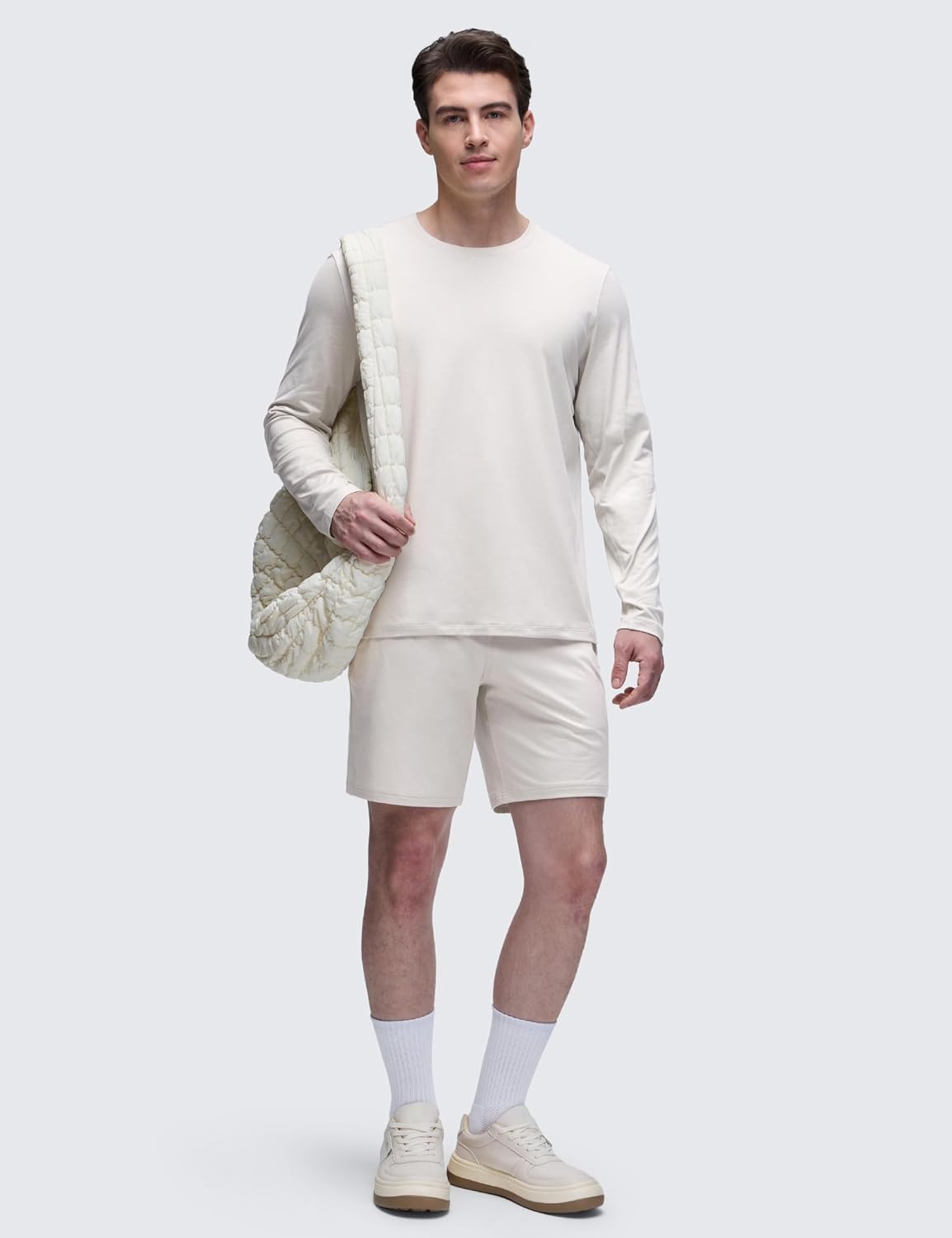 image:imageCRZ YOGA Cloud Jersey Long Sleeve Shirts for Men Crewneck Breathable Casual Workout TShirts Soft Basic TopsMilky White Bone