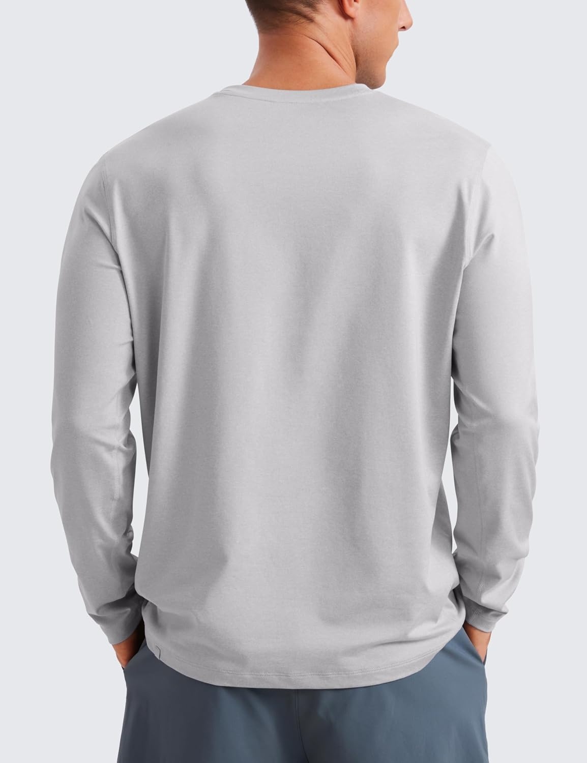 image:imageCRZ YOGA Cloud Jersey Long Sleeve Shirts for Men Crewneck Breathable Casual Workout TShirts Soft Basic TopsPlatinum Grey