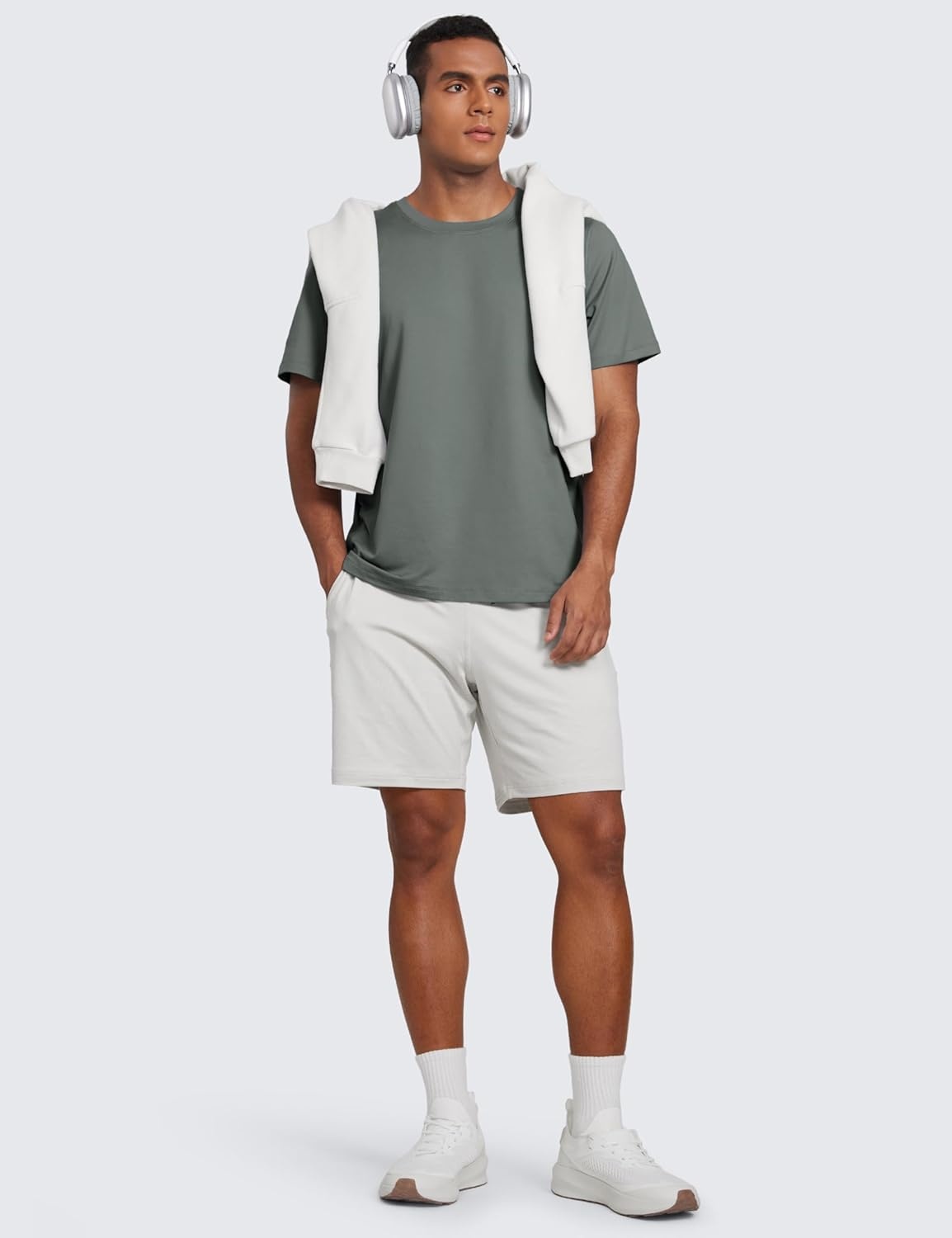 image:imageCRZ YOGA Cloud Jersey Midweight Shirts for Men Short Sleeve Soft Breathable Lounge Casual Athletic Basic TShirts TopsGrey Sage