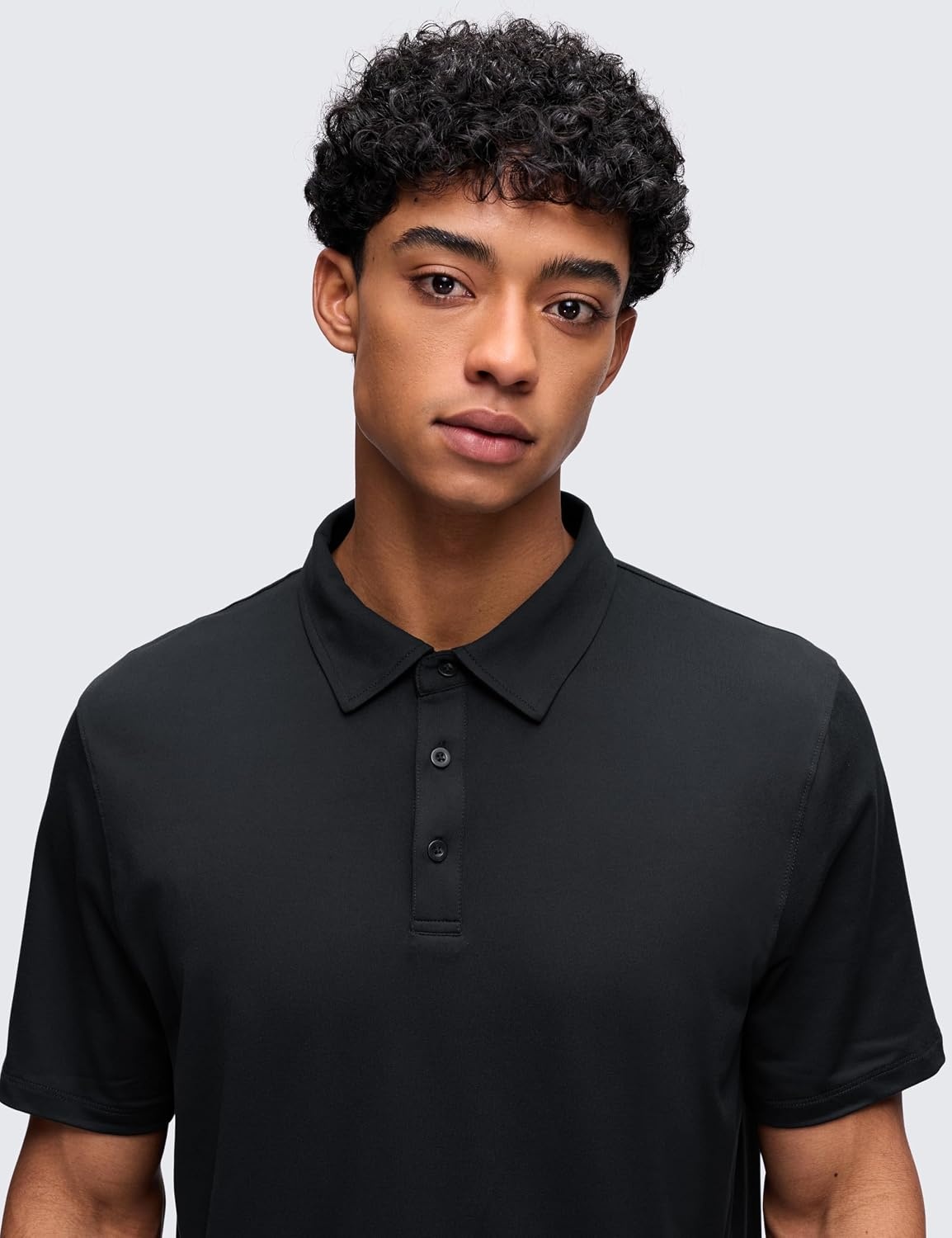 image:imageCRZ YOGA Cloud Jersey Polo Shirts for Men Midweight Golf Short Sleeve Tops Soft Athletic Casual TShirtsBlack