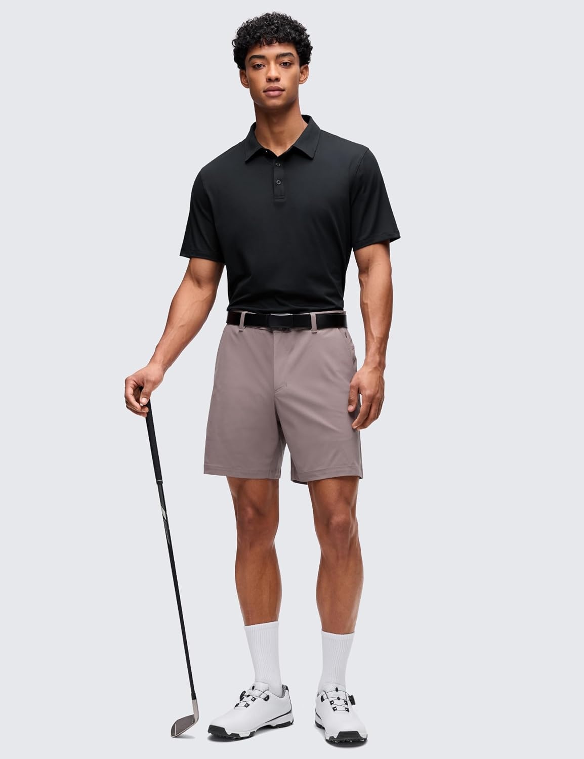 image:imageCRZ YOGA Cloud Jersey Polo Shirts for Men Midweight Golf Short Sleeve Tops Soft Athletic Casual TShirtsBlack