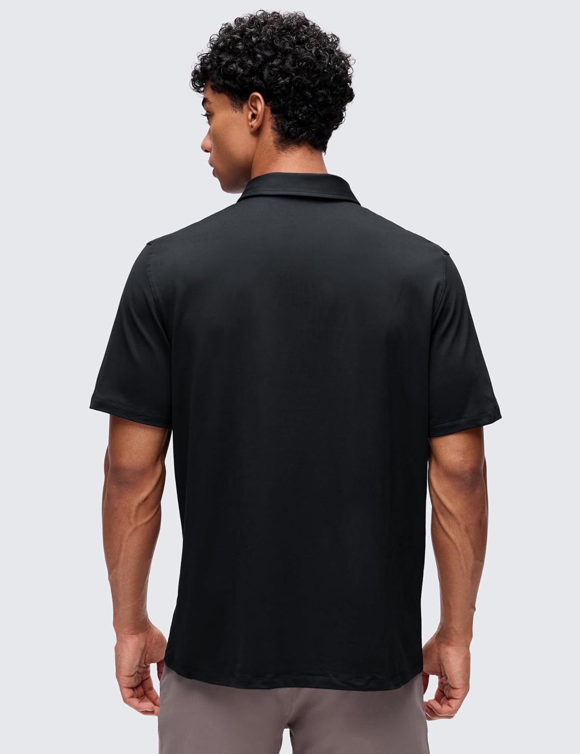 image:imageCRZ YOGA Cloud Jersey Polo Shirts for Men Midweight Golf Short Sleeve Tops Soft Athletic Casual TShirtsBlack