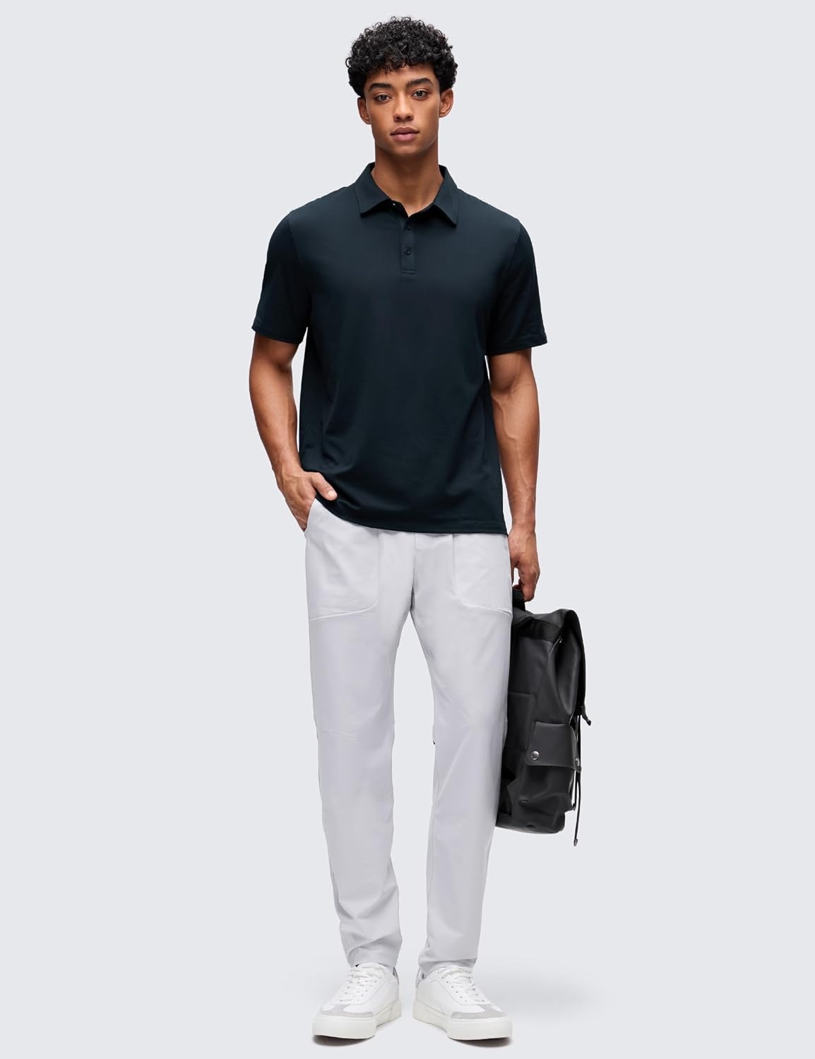 image:imageCRZ YOGA Cloud Jersey Polo Shirts for Men Midweight Golf Short Sleeve Tops Soft Athletic Casual TShirtsTrue Navy