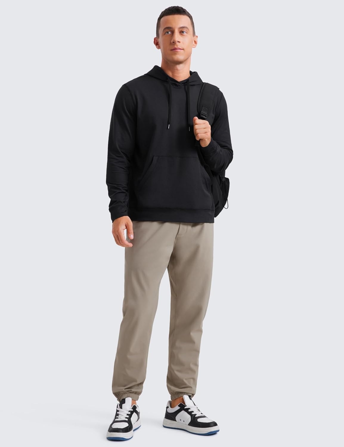 image:imageCRZ YOGA Cloud Jersey Pullover Hoodies for Men Casual Workout Long Sleeve Basic Hooded Sweatshirts with PocketBlack
