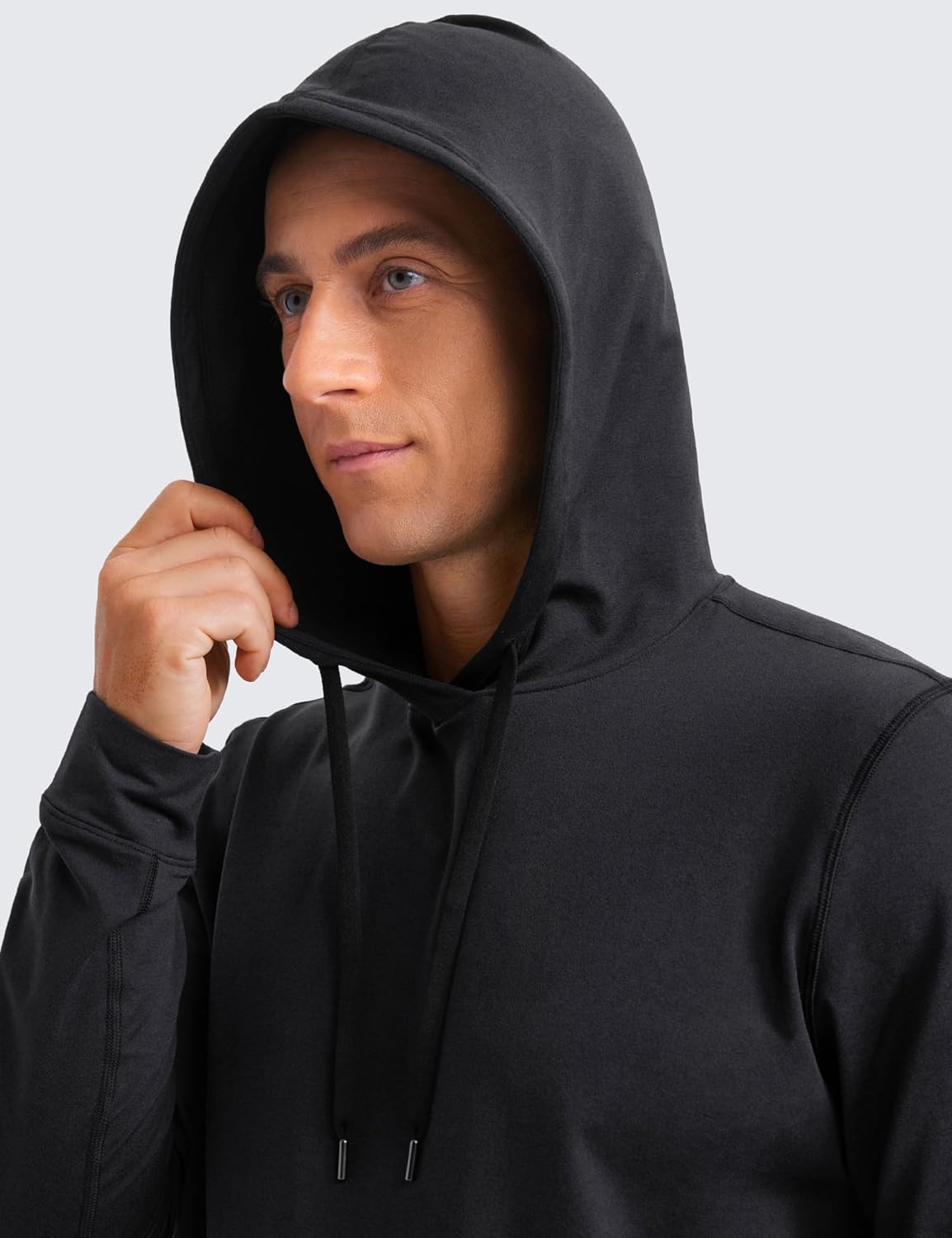 image:imageCRZ YOGA Cloud Jersey Pullover Hoodies for Men Casual Workout Long Sleeve Basic Hooded Sweatshirts with PocketBlack