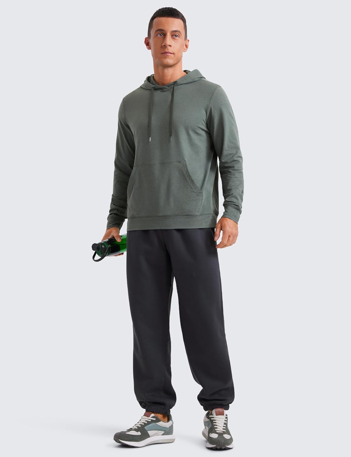 image:imageCRZ YOGA Cloud Jersey Pullover Hoodies for Men Casual Workout Long Sleeve Basic Hooded Sweatshirts with PocketGrey Sage