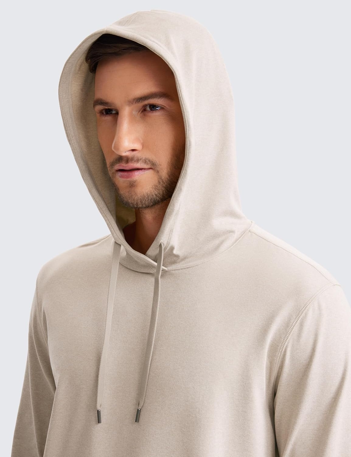 image:imageCRZ YOGA Cloud Jersey Pullover Hoodies for Men Casual Workout Long Sleeve Basic Hooded Sweatshirts with PocketMojave Tan