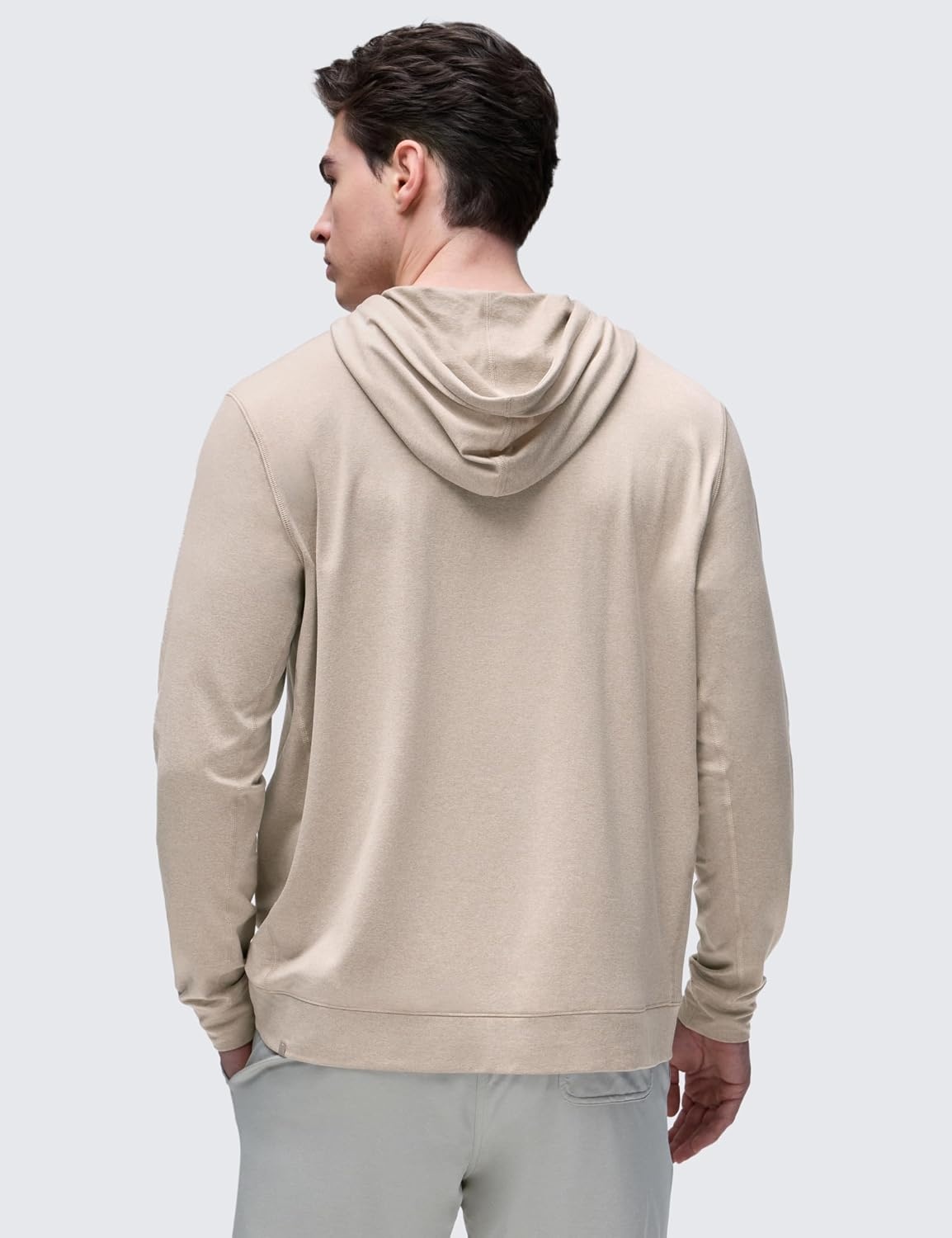 image:imageCRZ YOGA Cloud Jersey Pullover Hoodies for Men Casual Workout Long Sleeve Basic Hooded Sweatshirts with PocketMojave Tan
