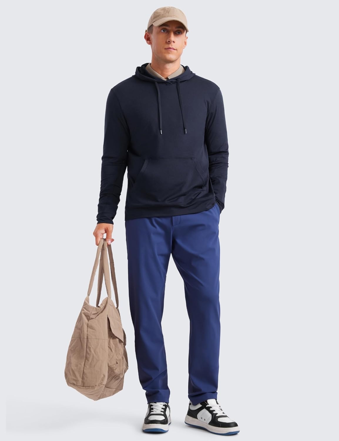image:imageCRZ YOGA Cloud Jersey Pullover Hoodies for Men Casual Workout Long Sleeve Basic Hooded Sweatshirts with PocketNavy