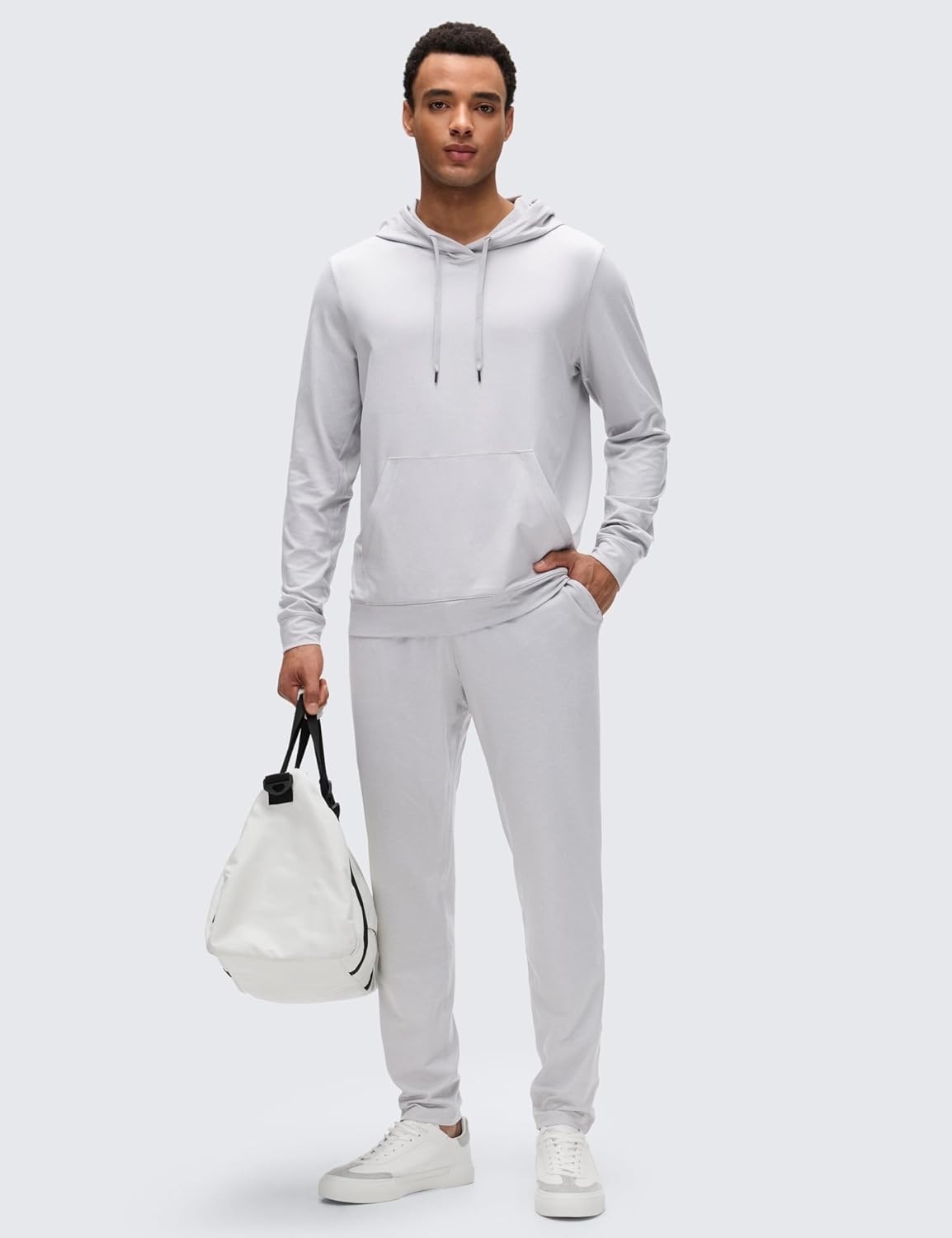 image:imageCRZ YOGA Cloud Jersey Pullover Hoodies for Men Casual Workout Long Sleeve Basic Hooded Sweatshirts with PocketPlatinum Grey