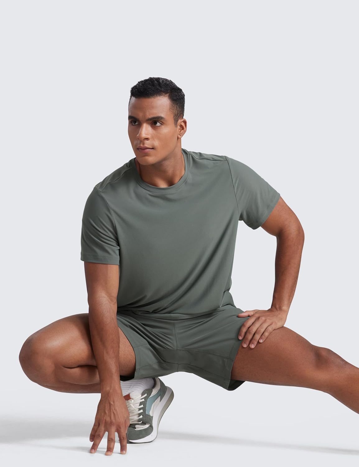 image:imageCRZ YOGA Cloudweight Crewneck Shirts for Men Comfy Lightweight Workout Casual Athletic Short Sleeve TShirtsGrey Sage