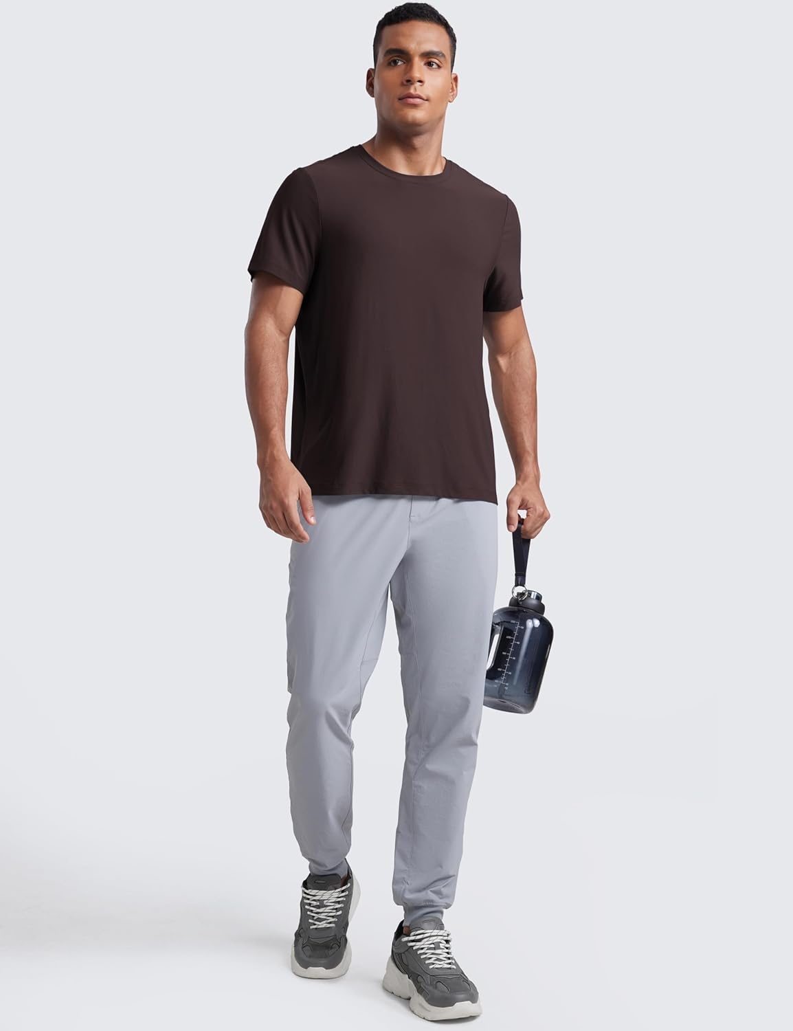 image:imageCRZ YOGA Cloudweight Crewneck Shirts for Men Comfy Lightweight Workout Casual Athletic Short Sleeve TShirtsHot Fudge Brown