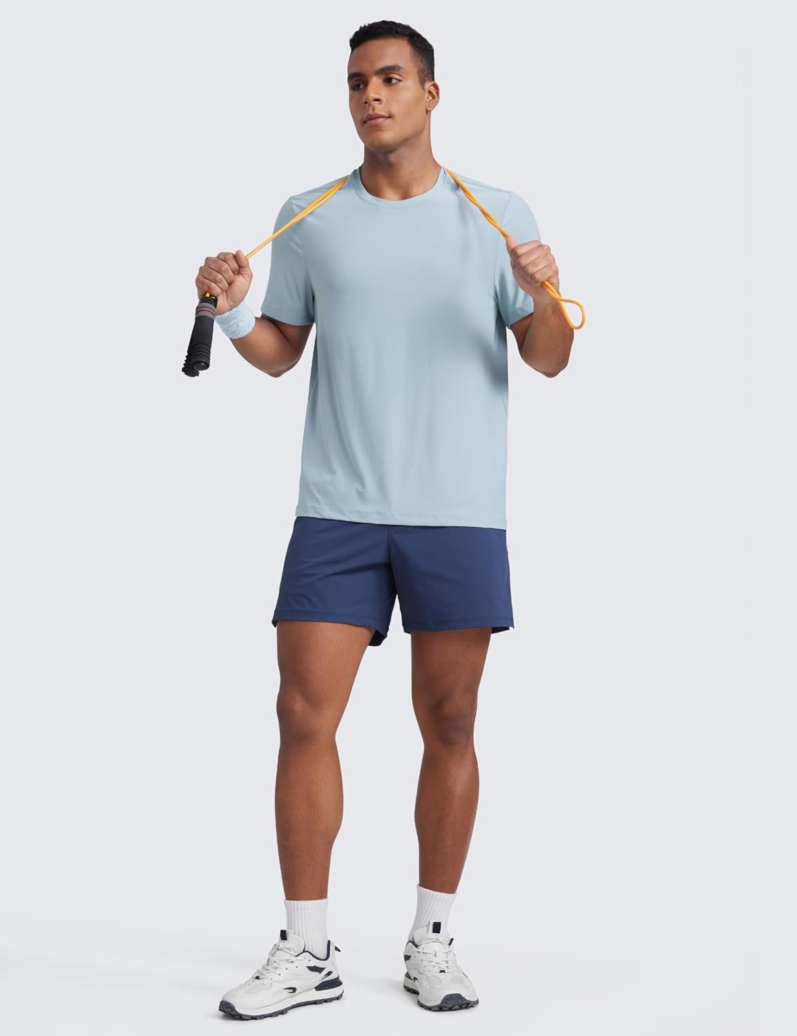 image:imageCRZ YOGA Cloudweight Crewneck Shirts for Men Comfy Lightweight Workout Casual Athletic Short Sleeve TShirtsLight Grayish Blue