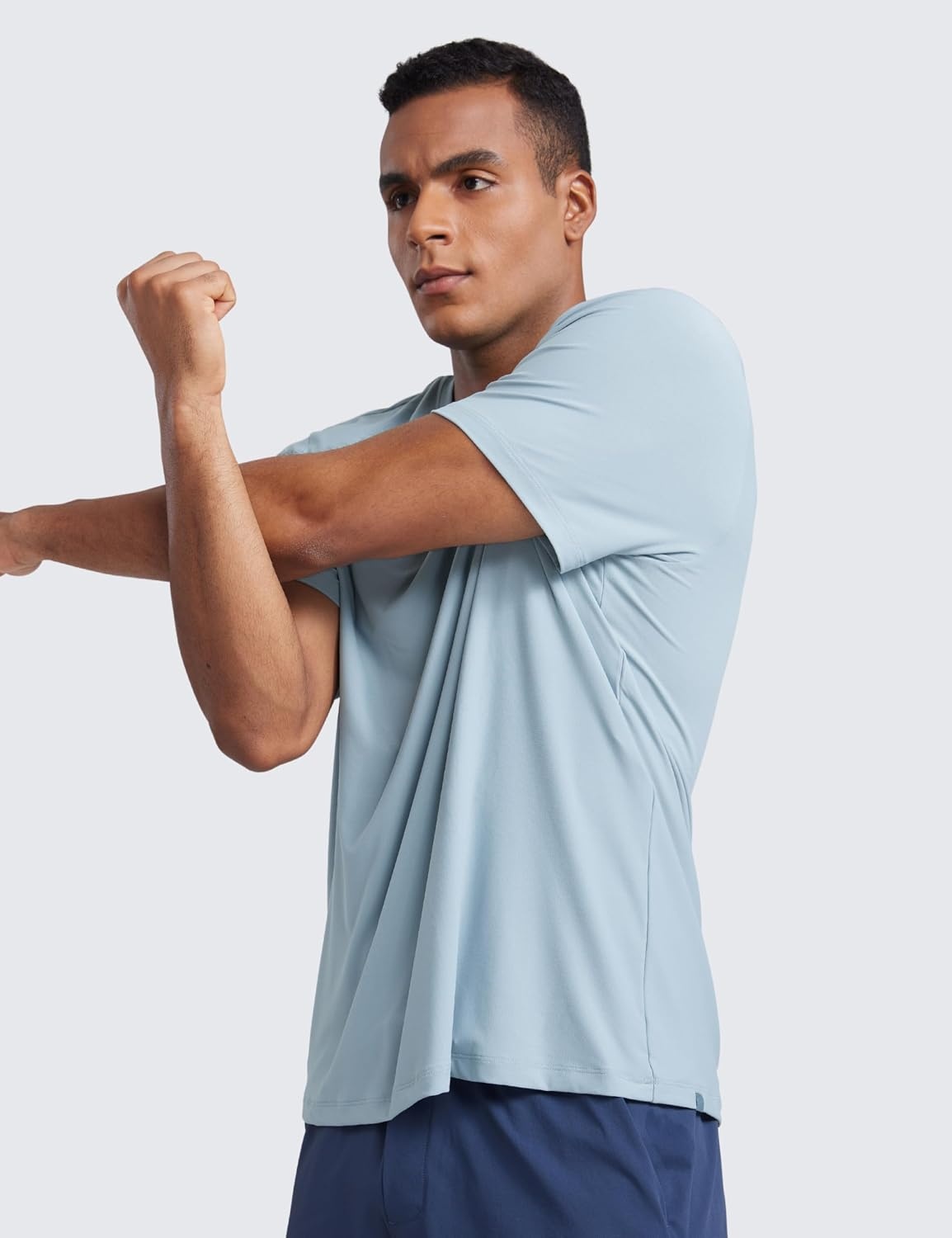 image:imageCRZ YOGA Cloudweight Crewneck Shirts for Men Comfy Lightweight Workout Casual Athletic Short Sleeve TShirtsLight Grayish Blue