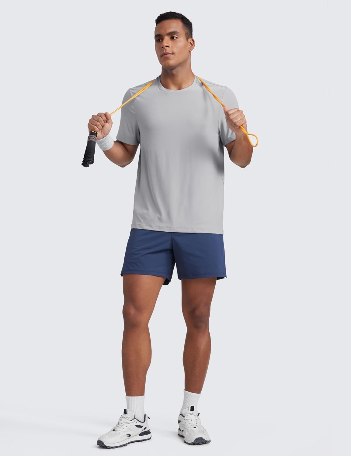 image:imageCRZ YOGA Cloudweight Crewneck Shirts for Men Comfy Lightweight Workout Casual Athletic Short Sleeve TShirtsSilver Gray