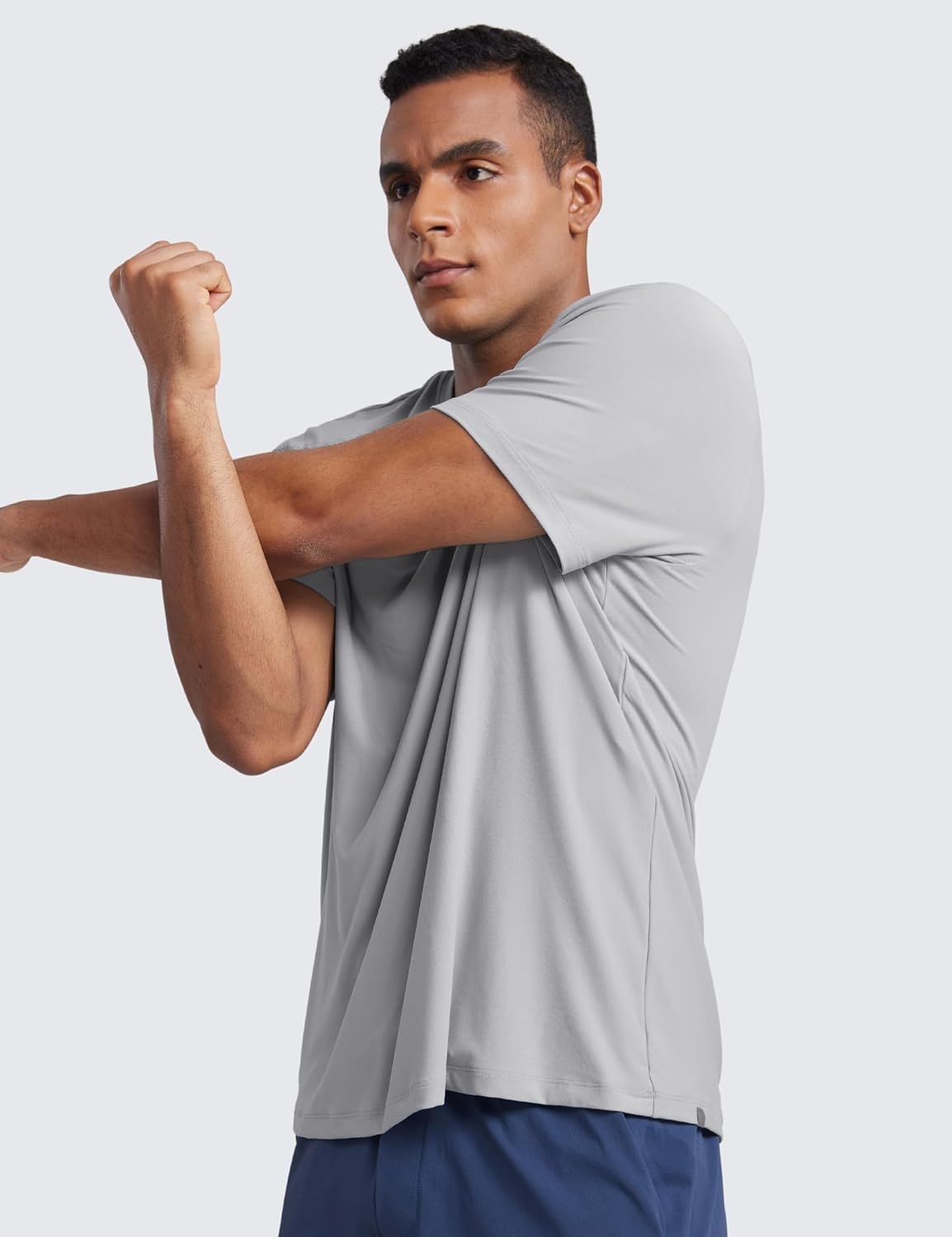 image:imageCRZ YOGA Cloudweight Crewneck Shirts for Men Comfy Lightweight Workout Casual Athletic Short Sleeve TShirtsSilver Gray