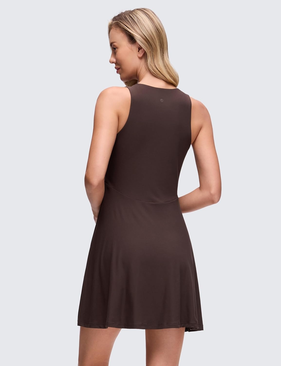 image:imageCRZ YOGA Cloudweight Double Layer Midi Dress for Women Crewneck Flowy Tank Top Sleeveless Outfits for Casual TravelHot Fudge Brown