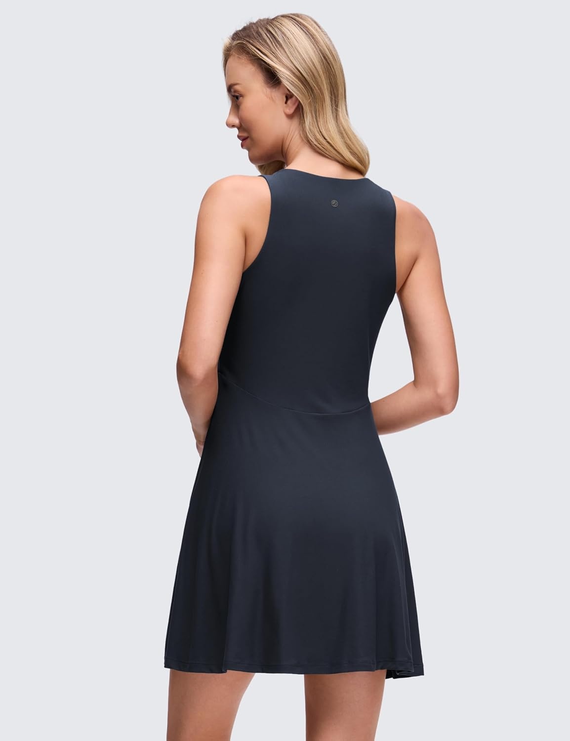 image:imageCRZ YOGA Cloudweight Double Layer Midi Dress for Women Crewneck Flowy Tank Top Sleeveless Outfits for Casual TravelTrue Navy