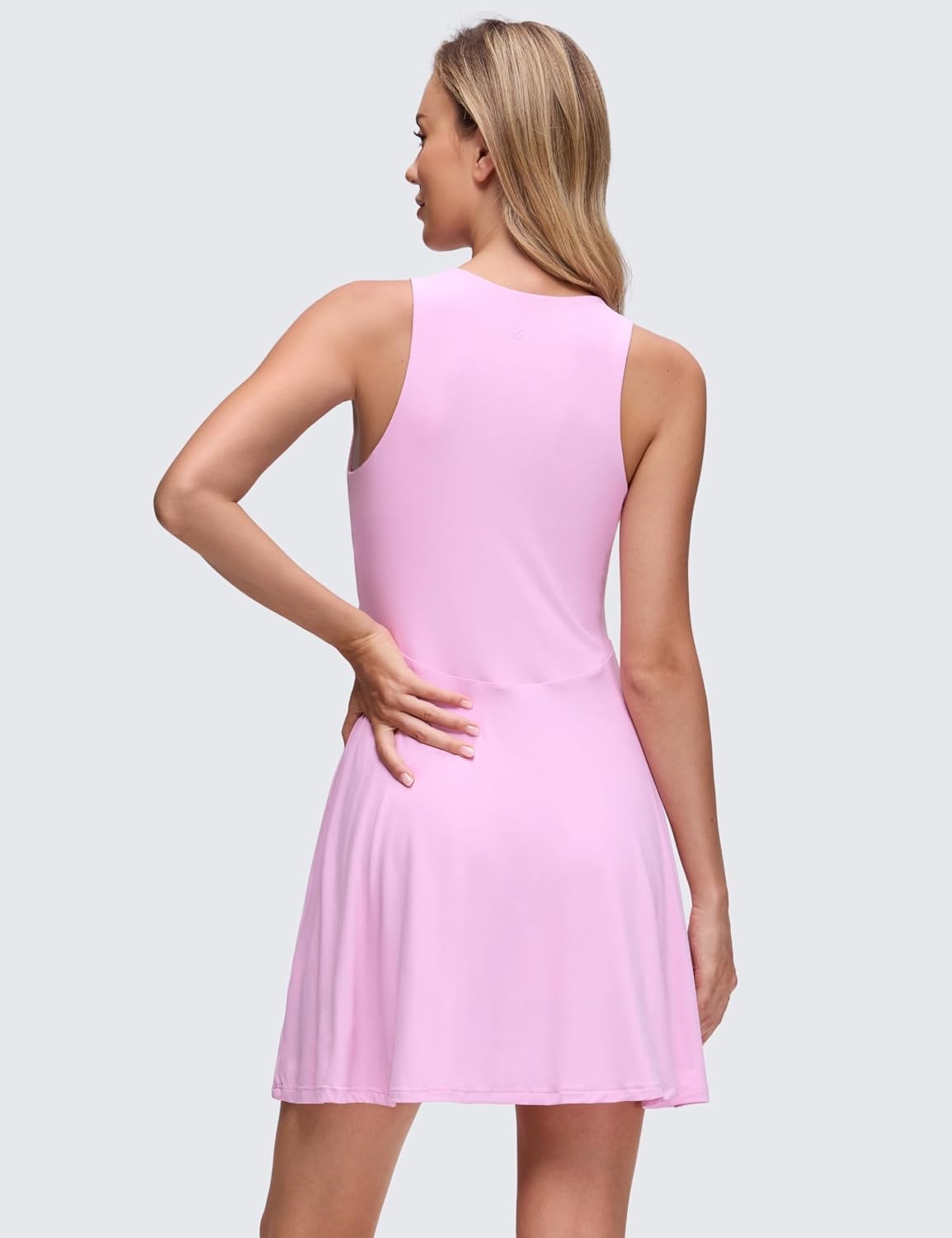 image:imageCRZ YOGA Cloudweight Double Layer Midi Dress for Women Crewneck Flowy Tank Top Sleeveless Outfits for Casual TravelVita Pink