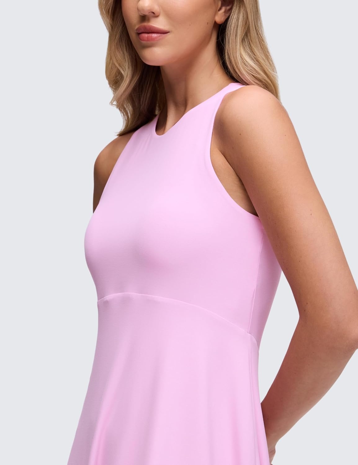 image:imageCRZ YOGA Cloudweight Double Layer Midi Dress for Women Crewneck Flowy Tank Top Sleeveless Outfits for Casual TravelVita Pink