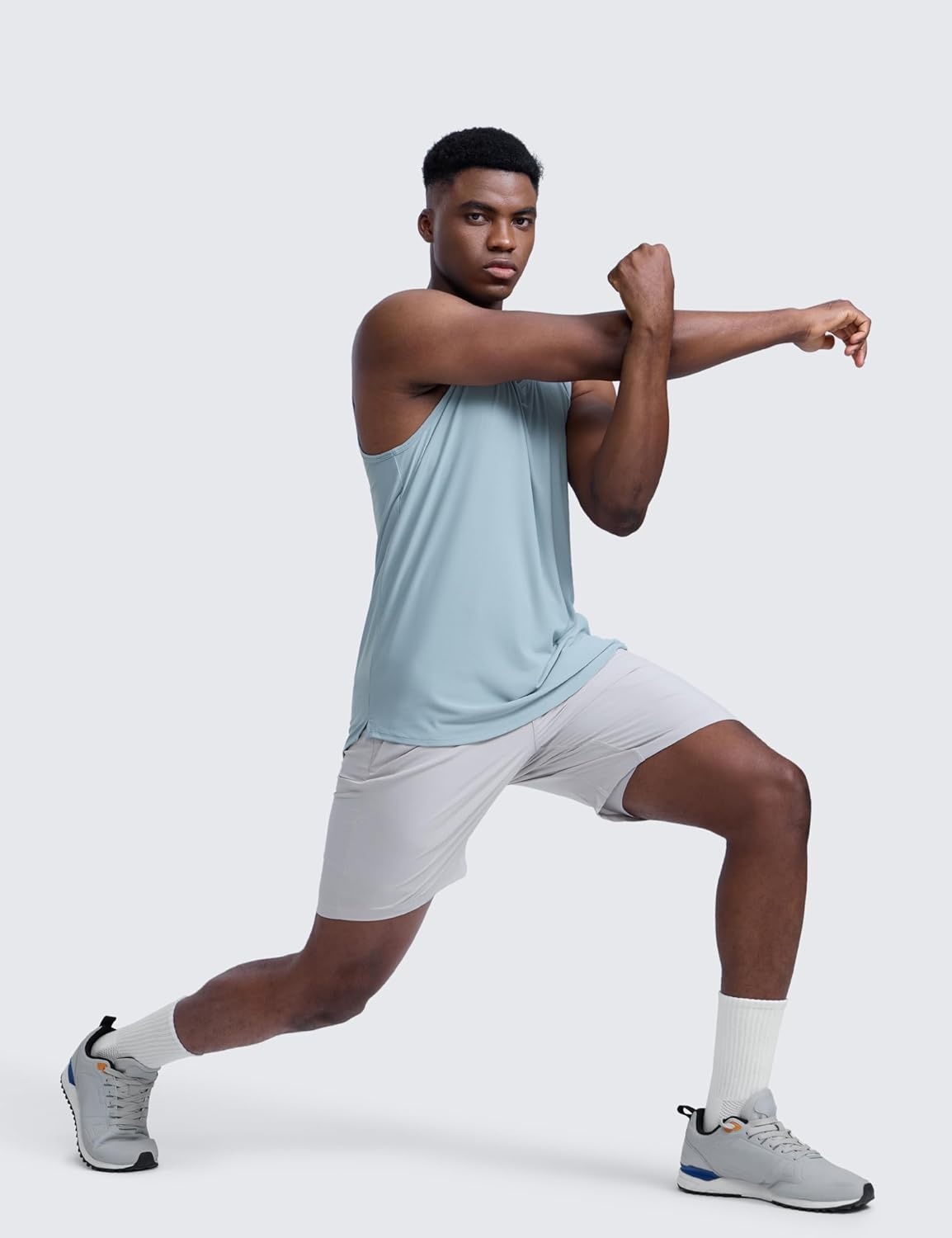 image:imageCRZ YOGA Cloudweight Workout Tank Tops for Men Comfy Lightweight Quick Dry Sleeveless Muscle Athletic ShirtsLight Grayish Blue