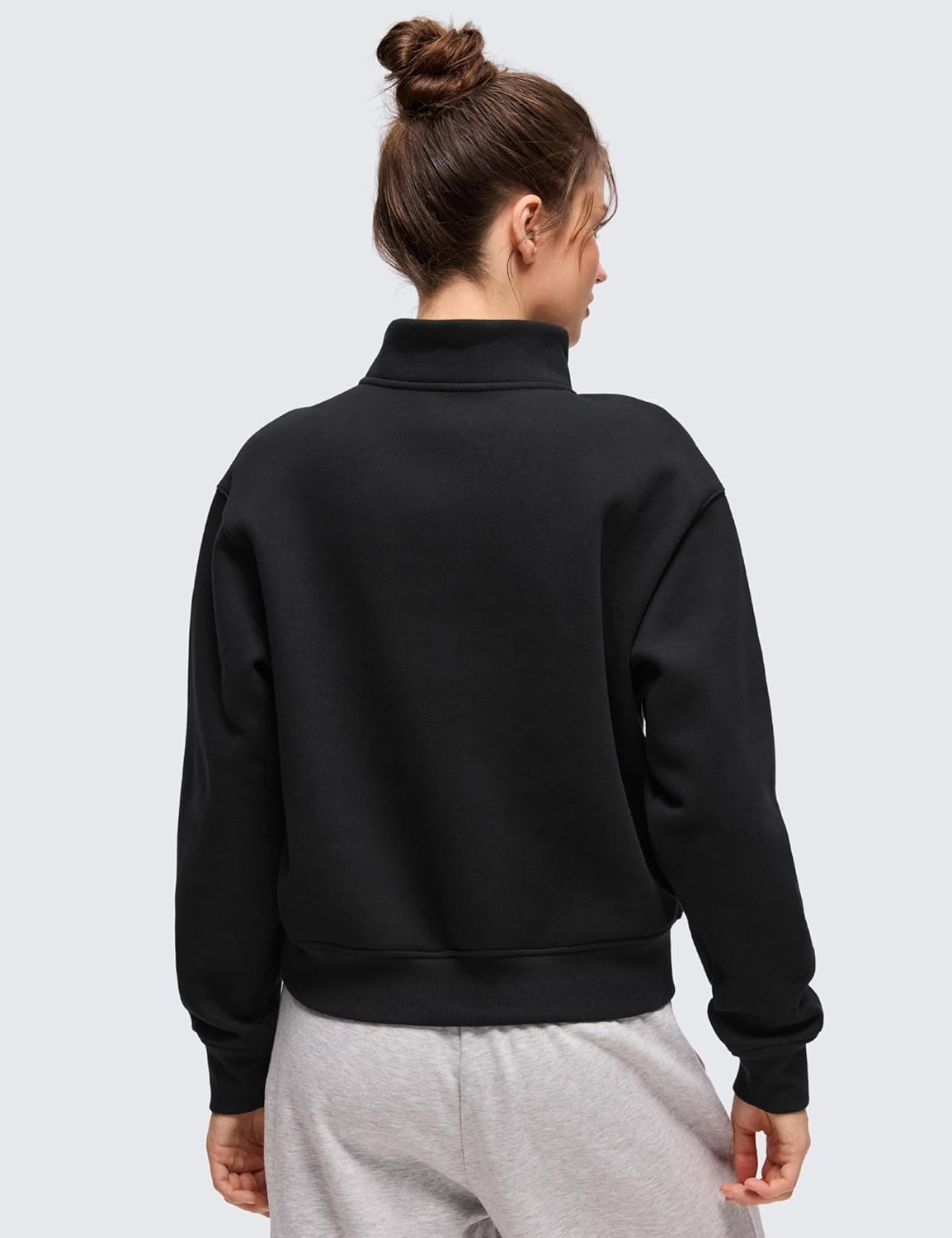 image:imageCRZ YOGA Cotton Fleece Lined Half Zip Sweatshirt for Women Pullover Funnel Neck Workout Casual Sweat Shirts with PocketBlack