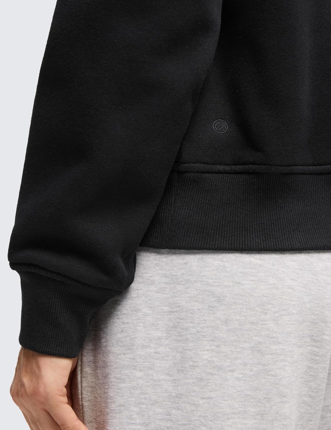 image:imageCRZ YOGA Cotton Fleece Lined Half Zip Sweatshirt for Women Pullover Funnel Neck Workout Casual Sweat Shirts with PocketBlack