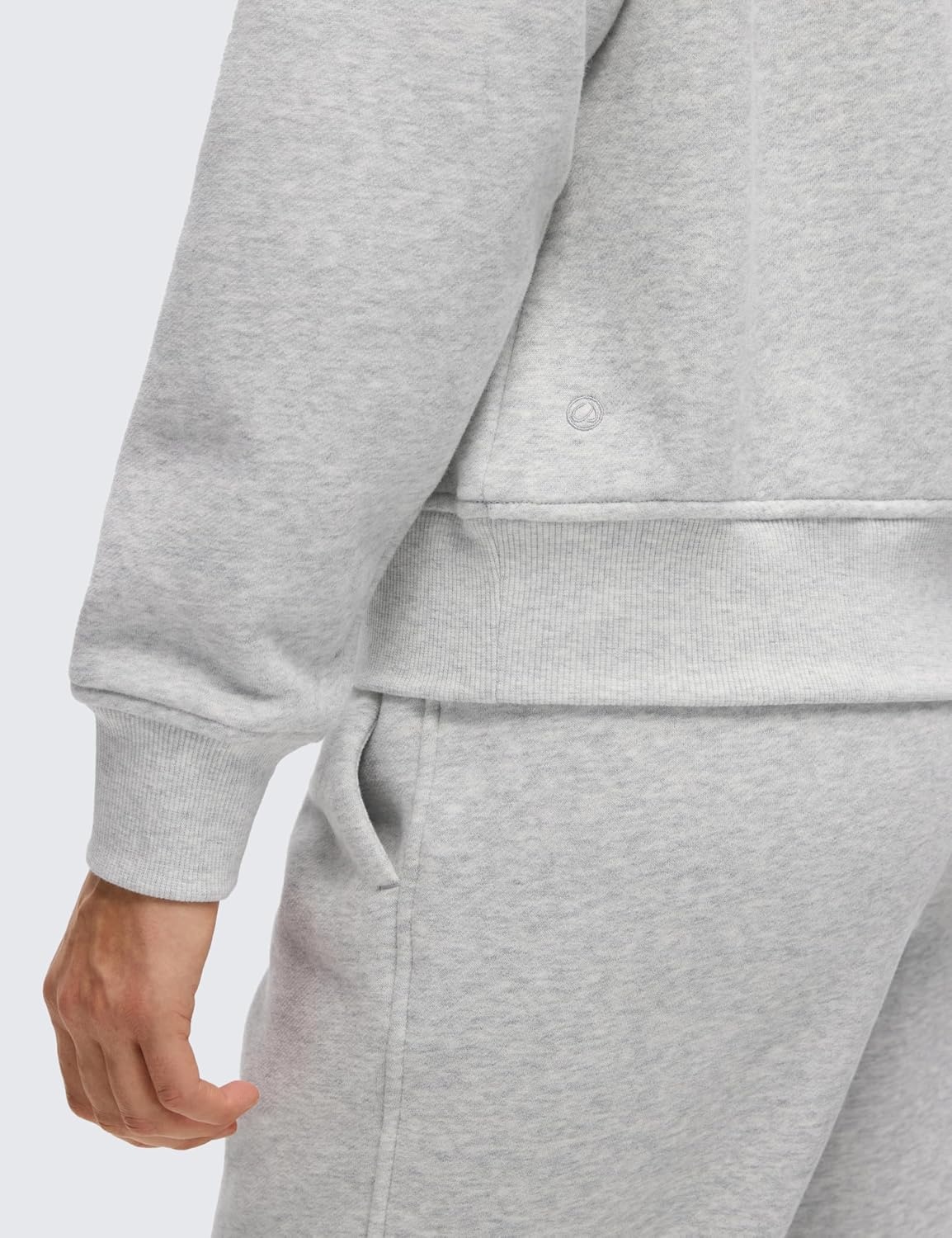 image:imageCRZ YOGA Cotton Fleece Lined Half Zip Sweatshirt for Women Pullover Funnel Neck Workout Casual Sweat Shirts with PocketDove Grey Heather