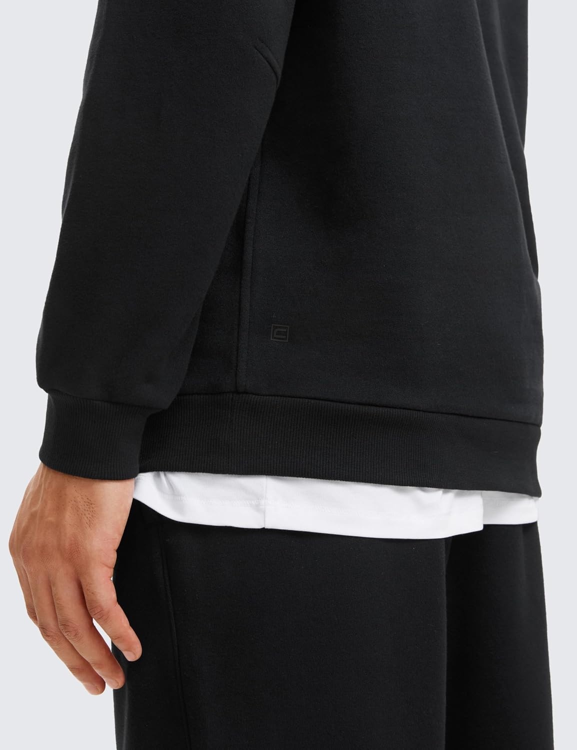 image:imageCRZ YOGA Cotton Fleece Lined Half Zip Sweatshirts for Men Mock Neck Pullover Sweat Shirts Casual Workout Daily SweatersBlack