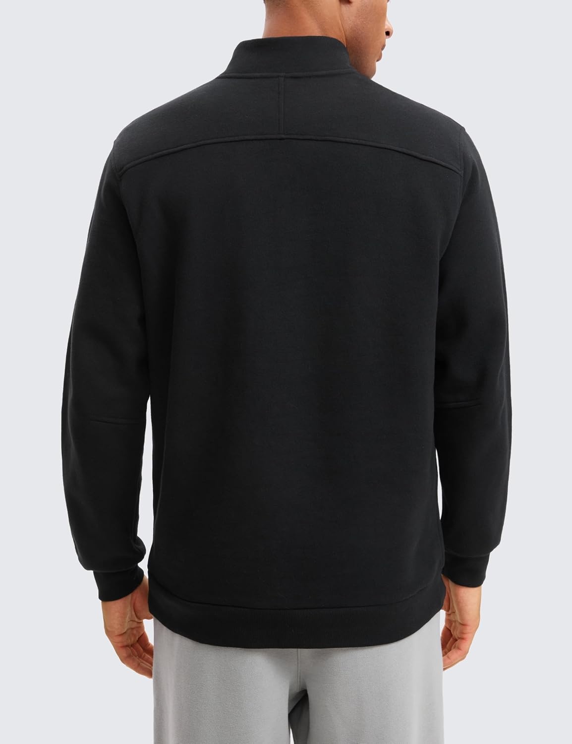 image:imageCRZ YOGA Cotton Fleece Lined Half Zip Sweatshirts for Men Mock Neck Pullover Sweat Shirts Casual Workout Daily SweatersBlack