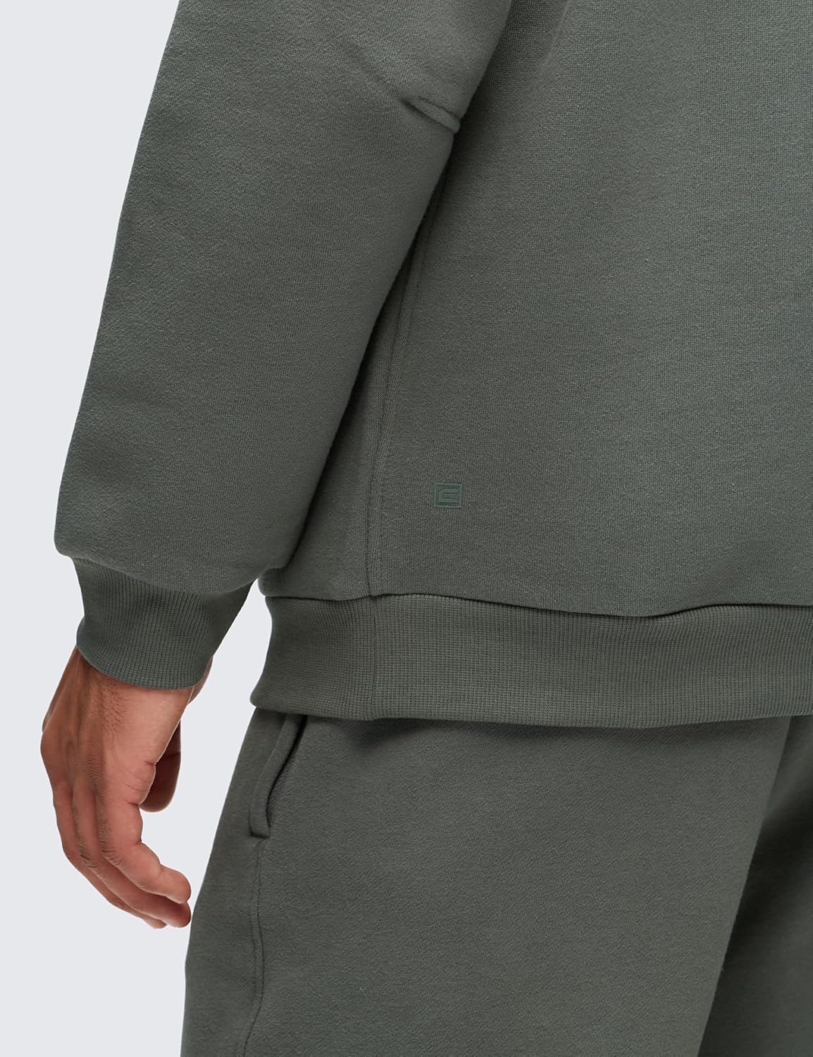 image:imageCRZ YOGA Cotton Fleece Lined Half Zip Sweatshirts for Men Mock Neck Pullover Sweat Shirts Casual Workout Daily SweatersGrey Sage