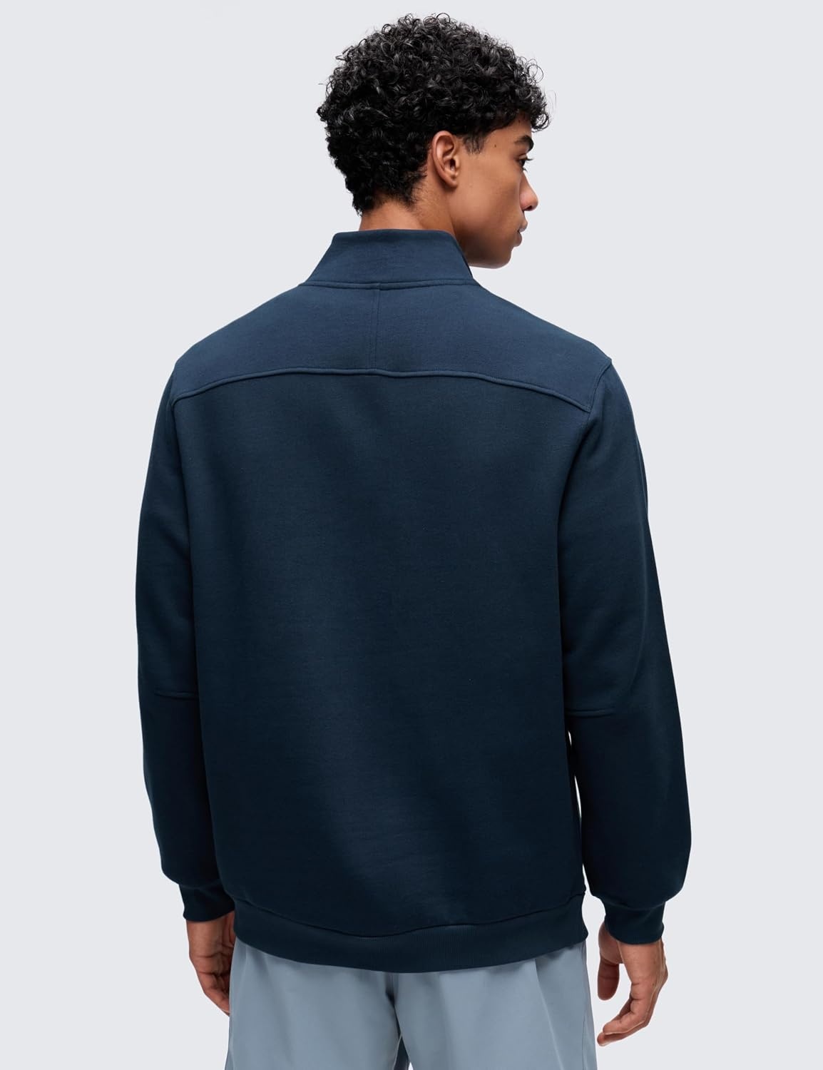 image:imageCRZ YOGA Cotton Fleece Lined Half Zip Sweatshirts for Men Mock Neck Pullover Sweat Shirts Casual Workout Daily SweatersInk Blue
