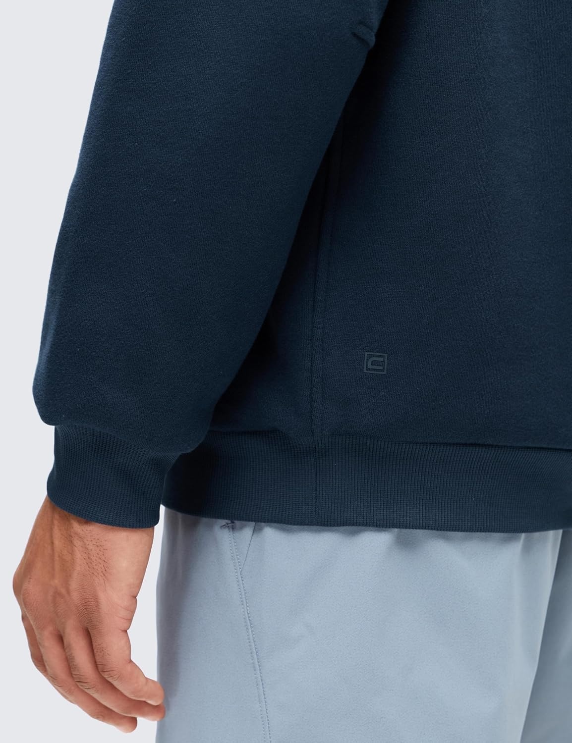image:imageCRZ YOGA Cotton Fleece Lined Half Zip Sweatshirts for Men Mock Neck Pullover Sweat Shirts Casual Workout Daily SweatersInk Blue