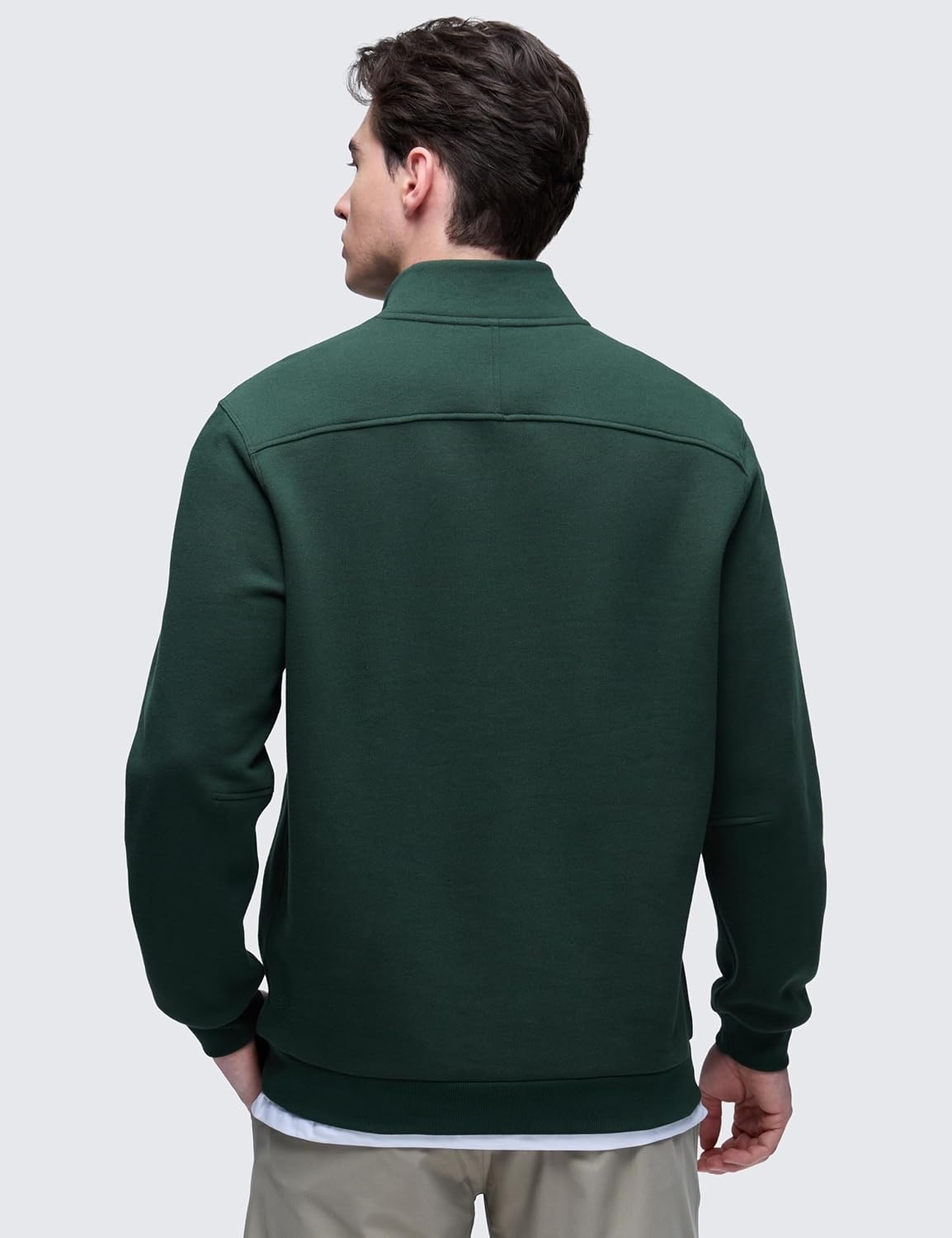 image:imageCRZ YOGA Cotton Fleece Lined Half Zip Sweatshirts for Men Mock Neck Pullover Sweat Shirts Casual Workout Daily SweatersLegend Green