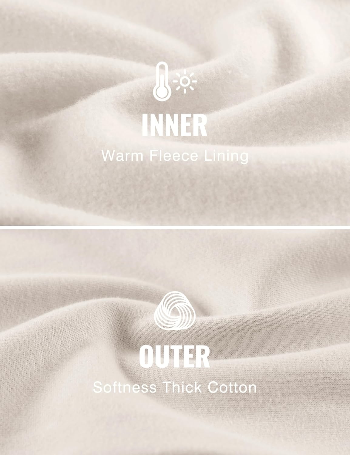 image:imageCRZ YOGA Cotton Fleece Lined Half Zip Sweatshirts for Men Mock Neck Pullover Sweat Shirts Casual Workout Daily SweatersWhite Apricot