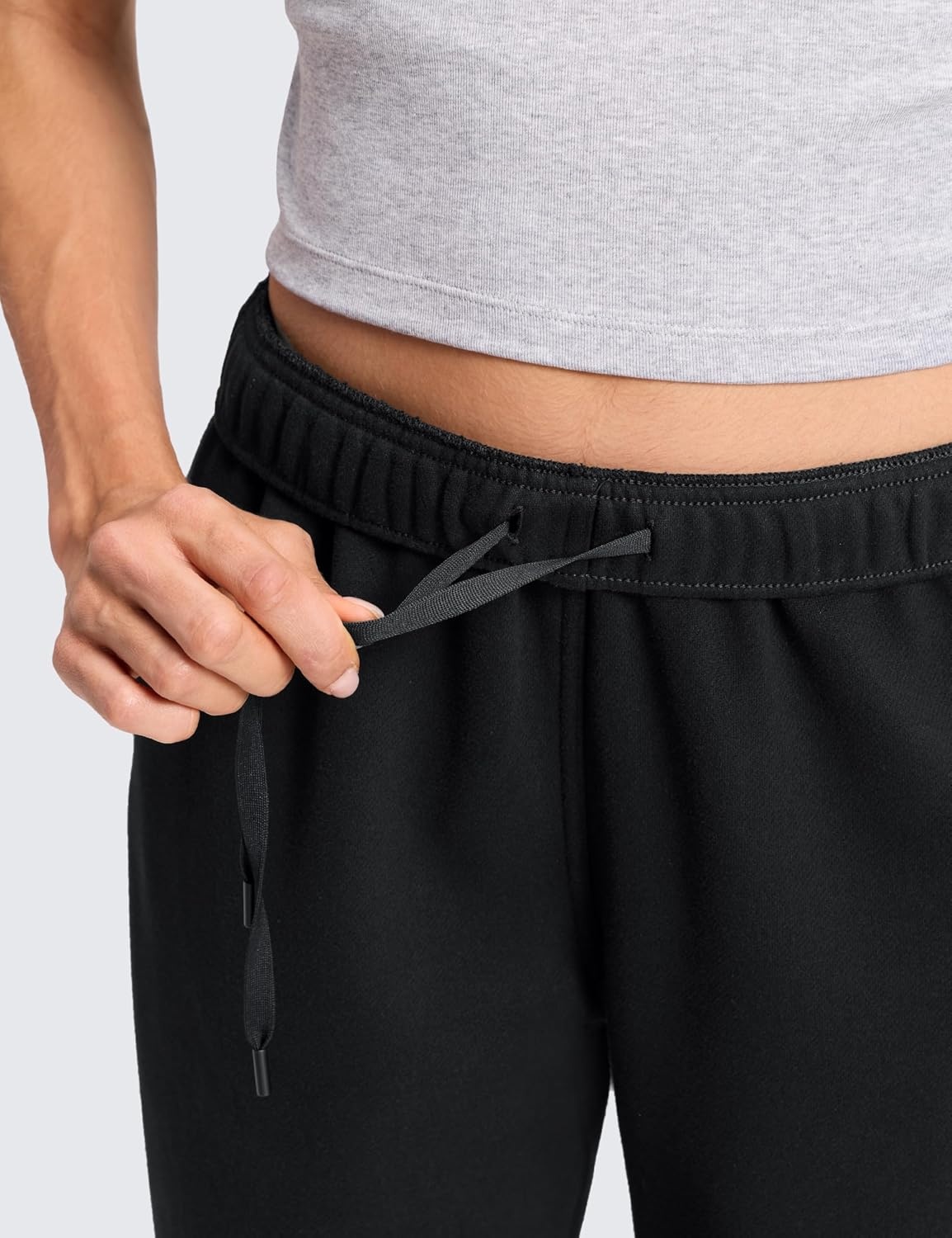 image:imageCRZ YOGA Cotton Fleece Lined Jogger Sweatpants Women 28 Casual Lounge Travel Pants with Pockets Winter WarmBlack