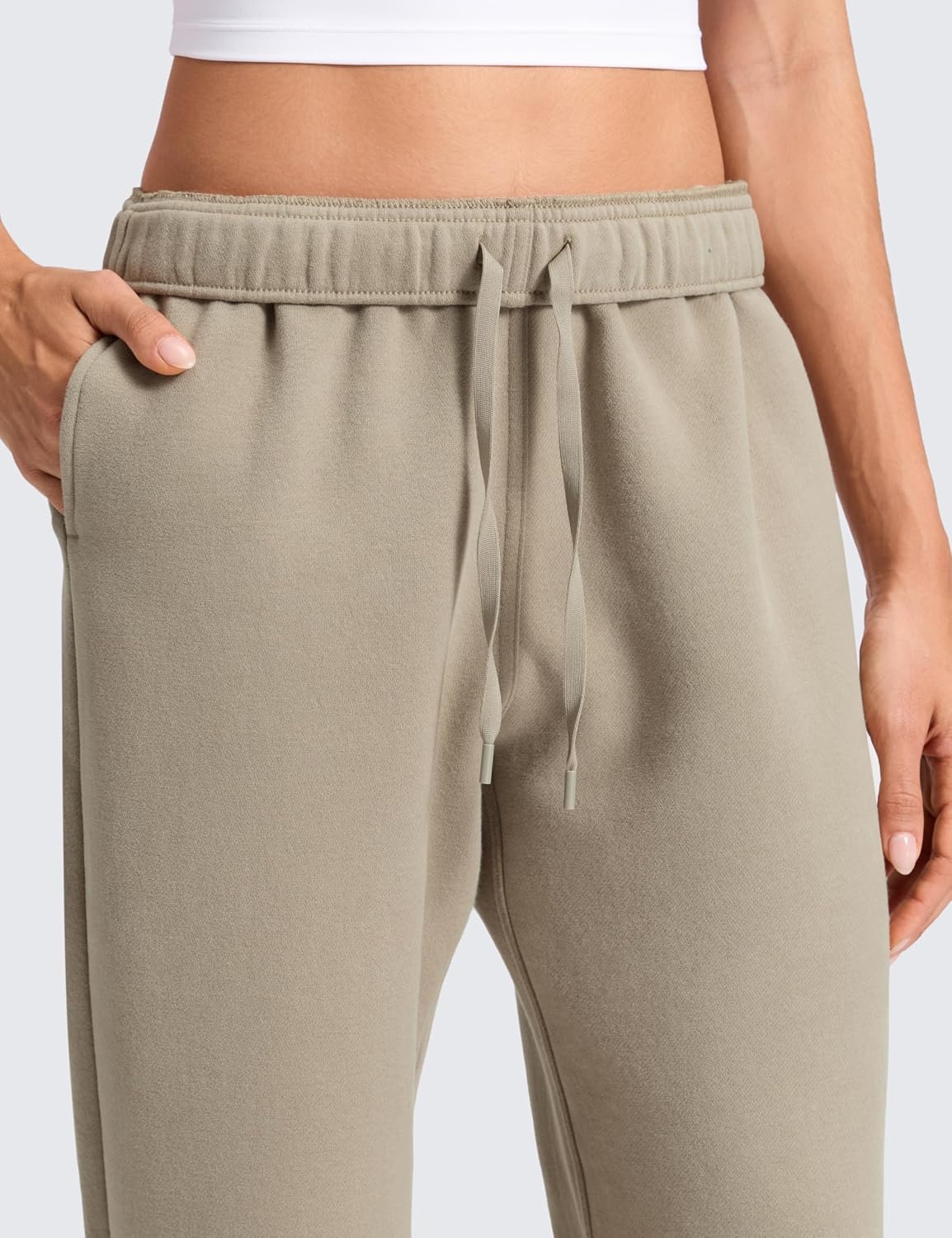 image:imageCRZ YOGA Cotton Fleece Lined Jogger Sweatpants Women 28 Casual Lounge Travel Pants with Pockets Winter WarmOak