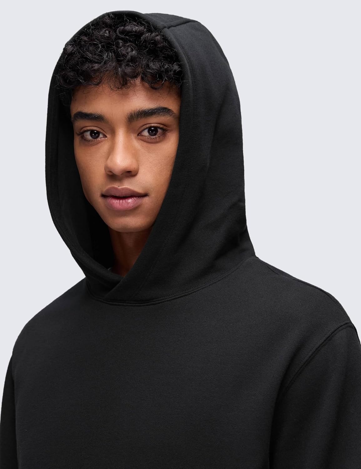 image:imageCRZ YOGA Cotton Fleece Lined Pullover Hoodies for Men Cozy Casual Workout Essential Sweatshirts With Kangaroo PocketBlack