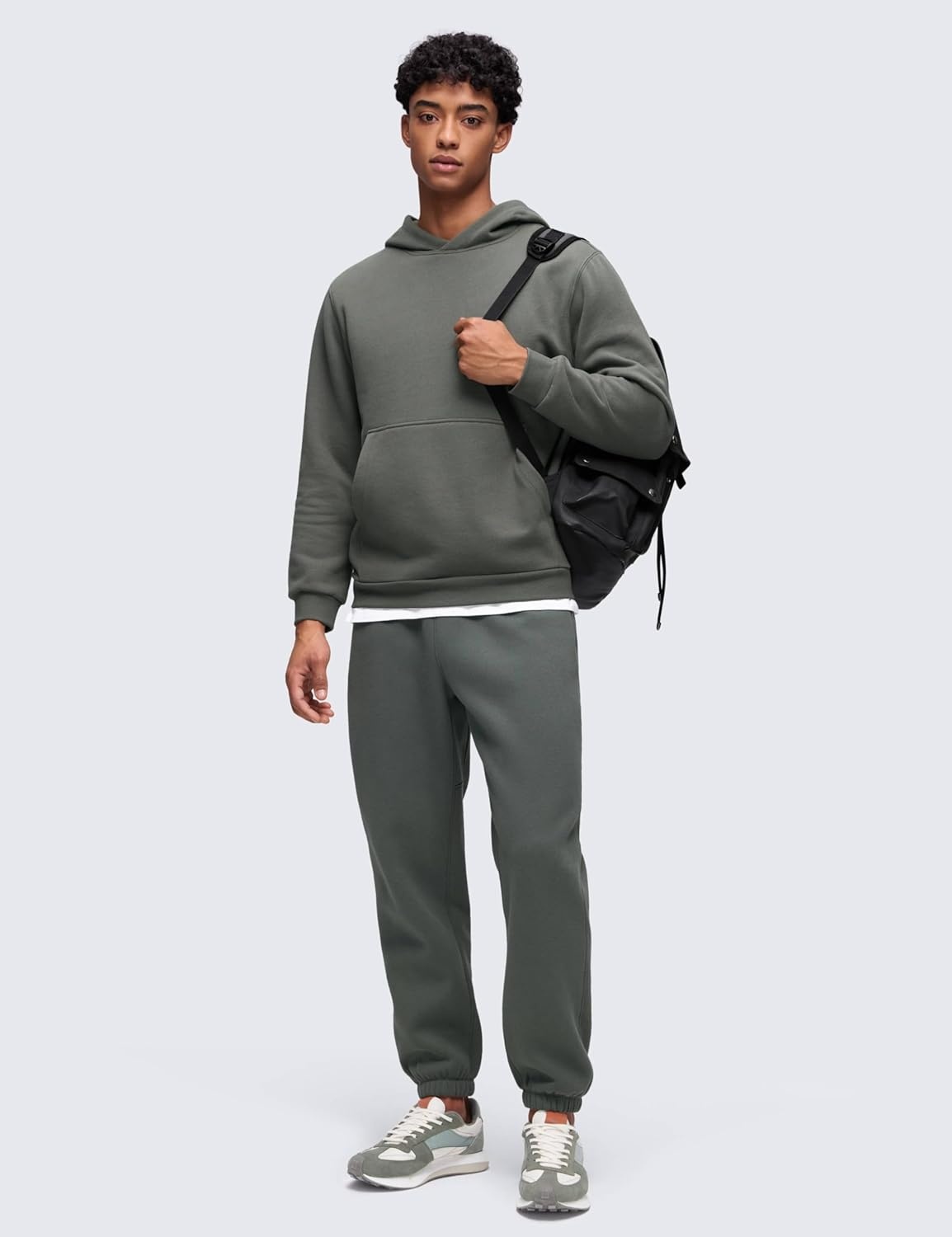 image:imageCRZ YOGA Cotton Fleece Lined Pullover Hoodies for Men Cozy Casual Workout Essential Sweatshirts With Kangaroo PocketGrey Sage