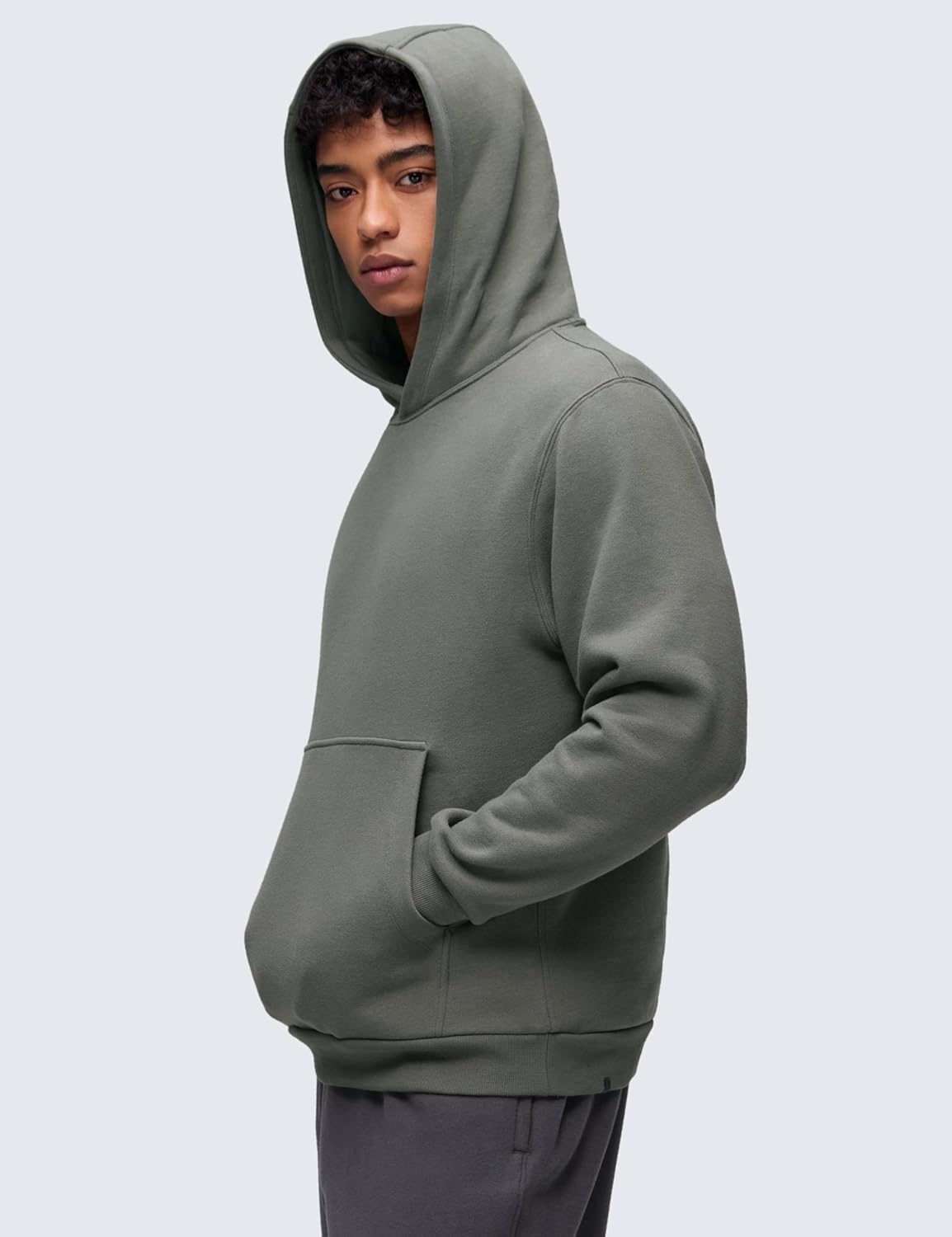 image:imageCRZ YOGA Cotton Fleece Lined Pullover Hoodies for Men Cozy Casual Workout Essential Sweatshirts With Kangaroo PocketGrey Sage