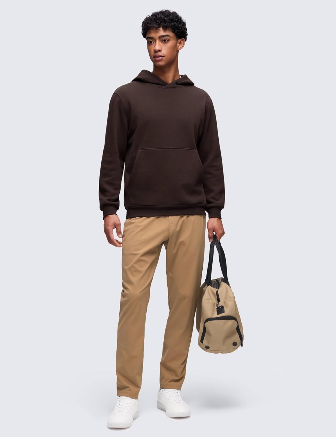 image:imageCRZ YOGA Cotton Fleece Lined Pullover Hoodies for Men Cozy Casual Workout Essential Sweatshirts With Kangaroo PocketHot Fudge Brown