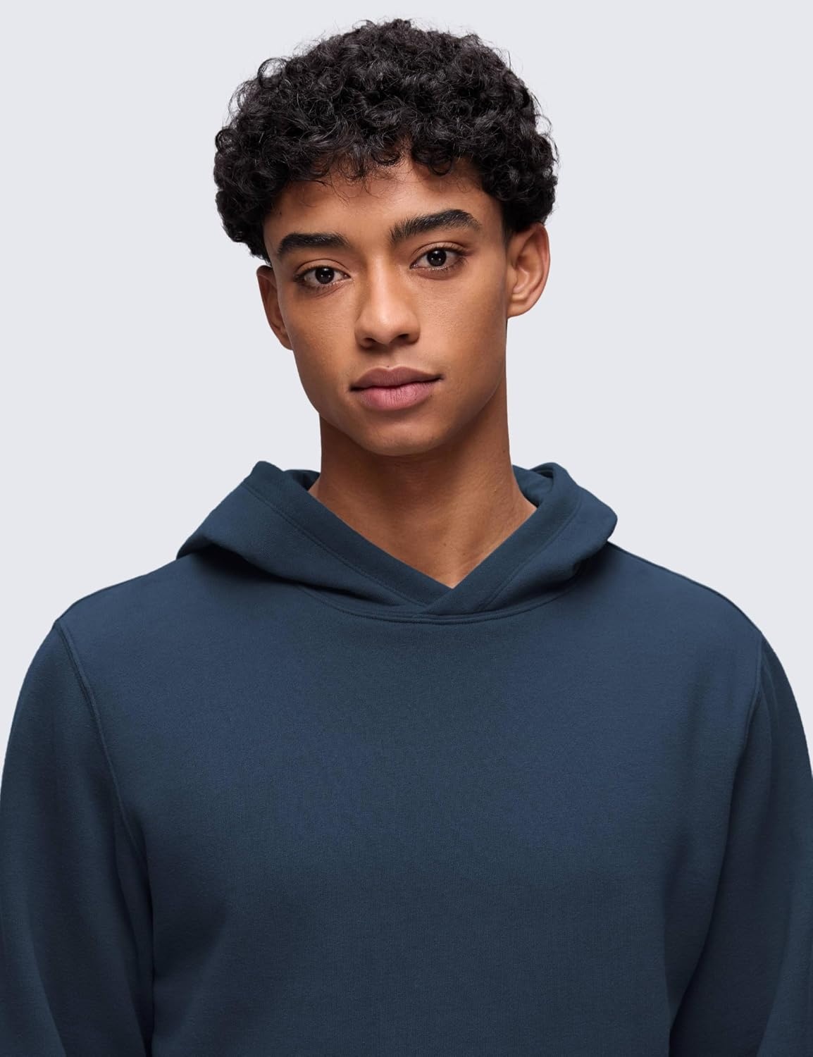 image:imageCRZ YOGA Cotton Fleece Lined Pullover Hoodies for Men Cozy Casual Workout Essential Sweatshirts With Kangaroo PocketInk Blue