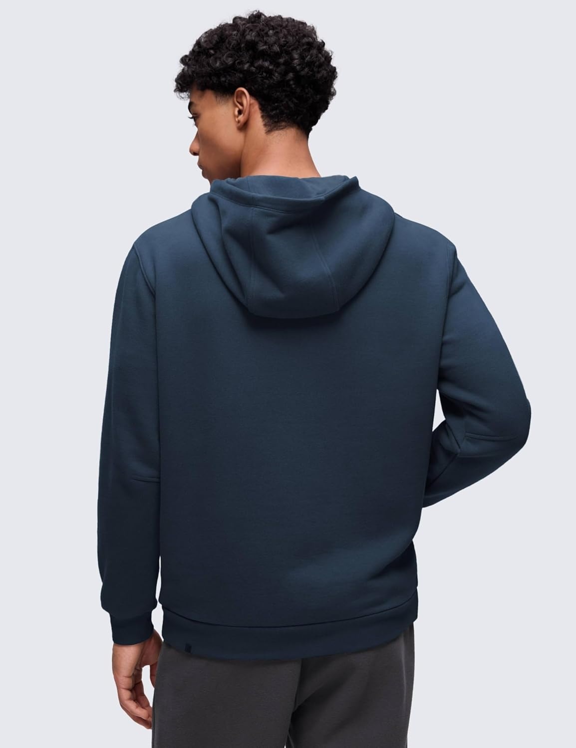image:imageCRZ YOGA Cotton Fleece Lined Pullover Hoodies for Men Cozy Casual Workout Essential Sweatshirts With Kangaroo PocketInk Blue