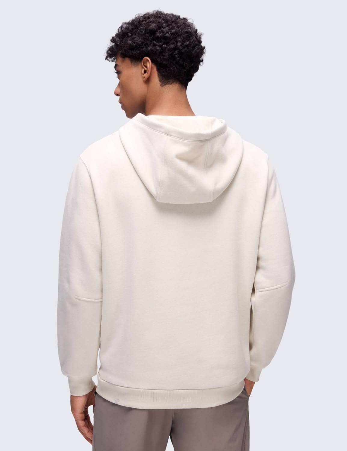 image:imageCRZ YOGA Cotton Fleece Lined Pullover Hoodies for Men Cozy Casual Workout Essential Sweatshirts With Kangaroo PocketMilky White Bone