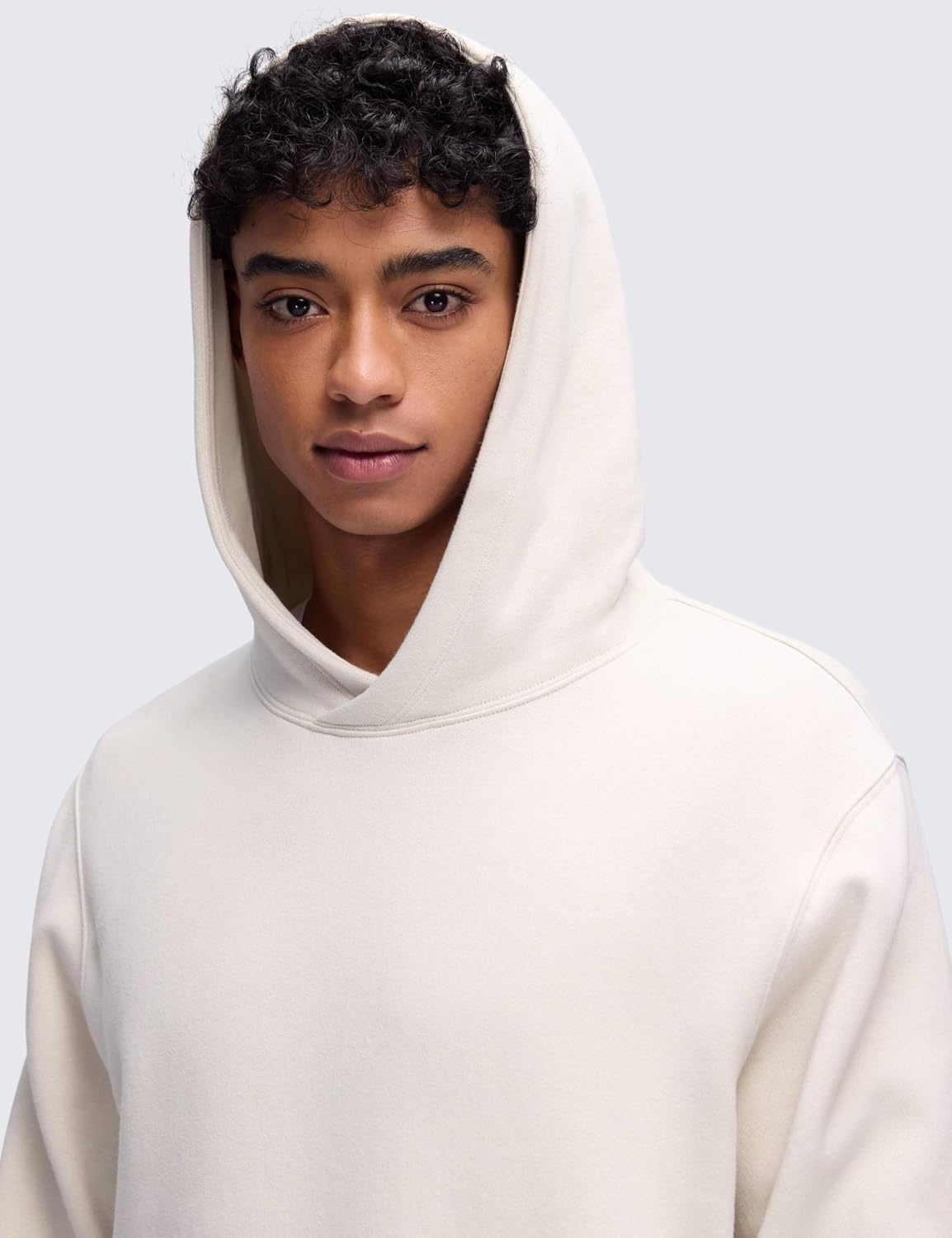image:imageCRZ YOGA Cotton Fleece Lined Pullover Hoodies for Men Cozy Casual Workout Essential Sweatshirts With Kangaroo PocketMilky White Bone