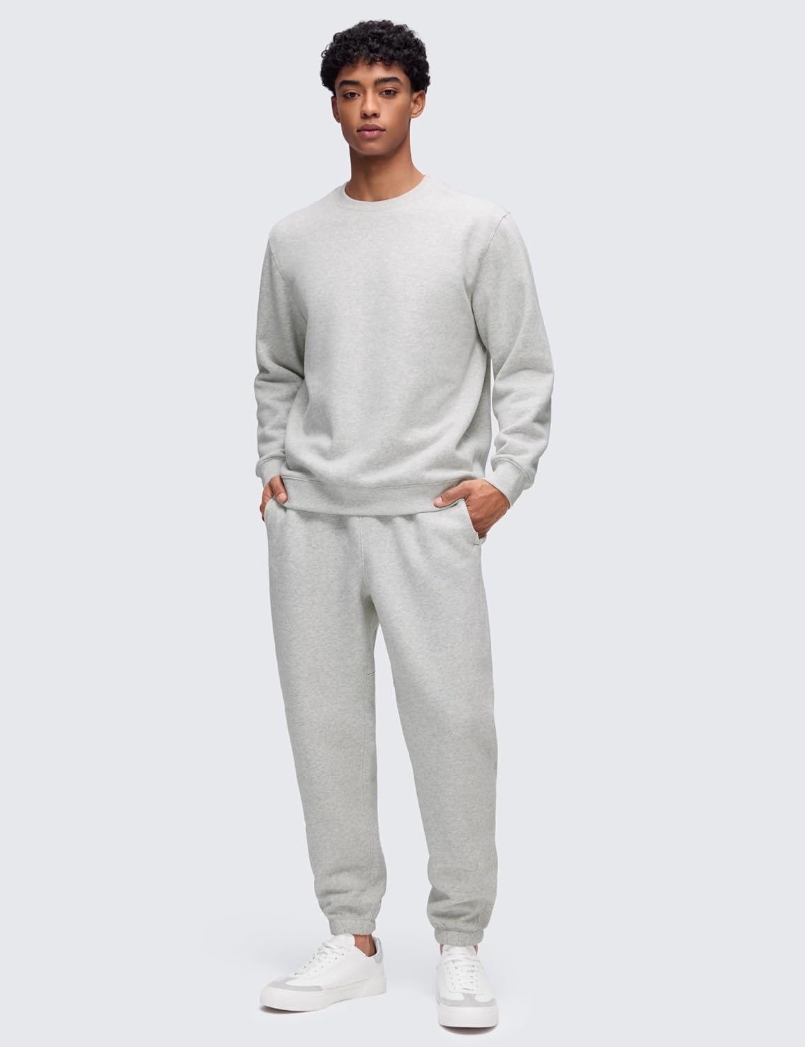 image:imageCRZ YOGA Cotton Fleece Lined Pullover Sweatshirts for Men Crewneck Cozy Casual Athletic Daily Workout Sweat Shirt TopsDove Grey Heather