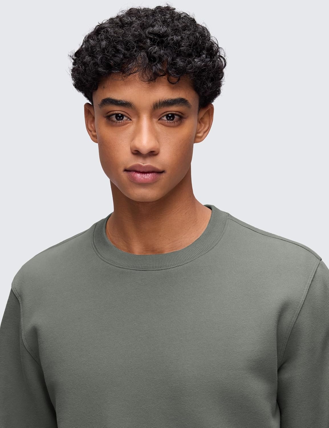 image:imageCRZ YOGA Cotton Fleece Lined Pullover Sweatshirts for Men Crewneck Cozy Casual Athletic Daily Workout Sweat Shirt TopsGrey Sage