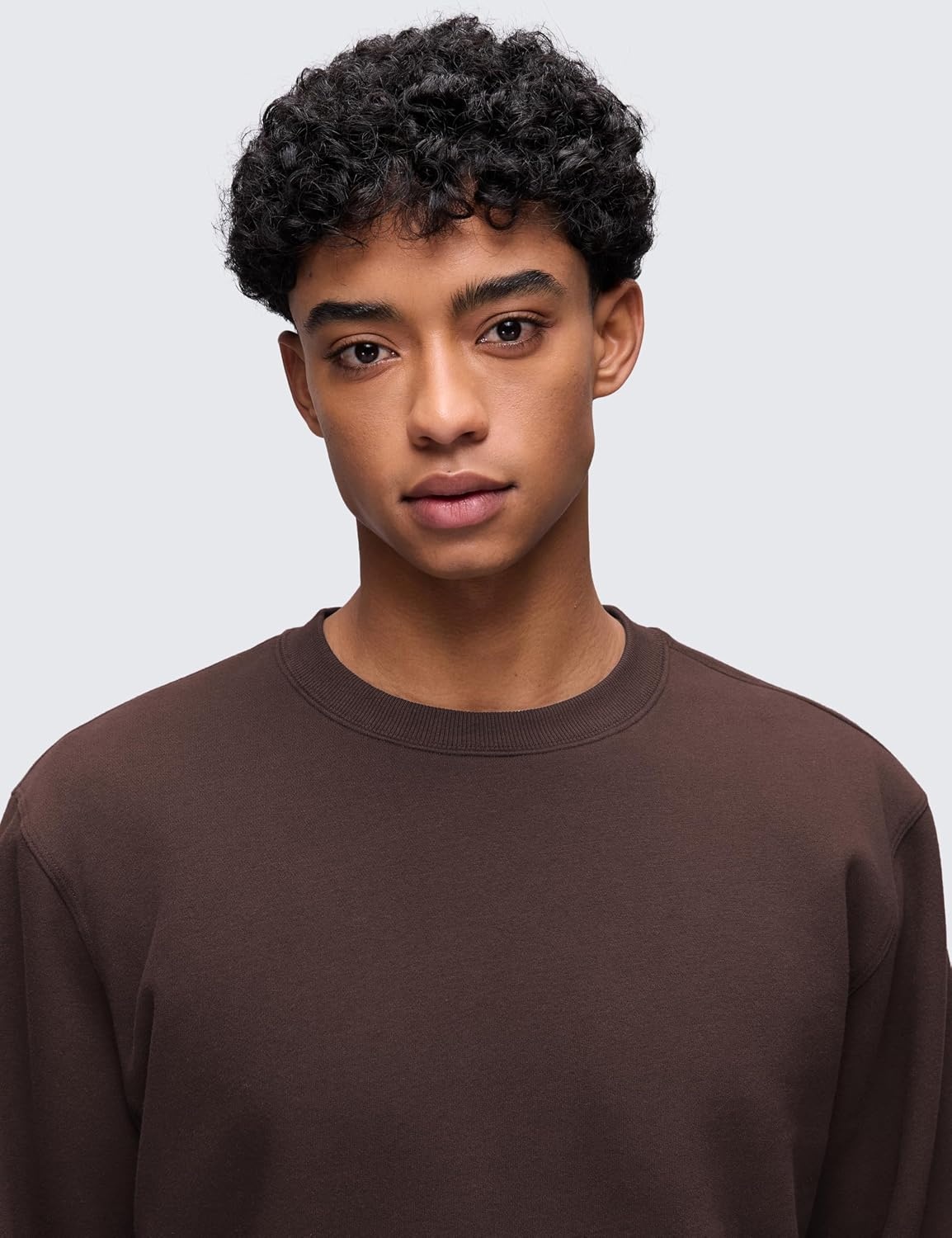 image:imageCRZ YOGA Cotton Fleece Lined Pullover Sweatshirts for Men Crewneck Cozy Casual Athletic Daily Workout Sweat Shirt TopsHot Fudge Brown