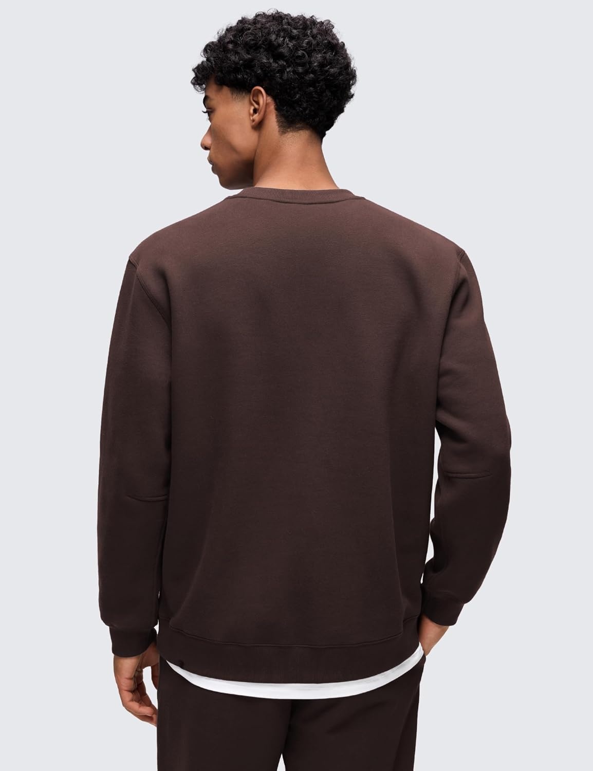 image:imageCRZ YOGA Cotton Fleece Lined Pullover Sweatshirts for Men Crewneck Cozy Casual Athletic Daily Workout Sweat Shirt TopsHot Fudge Brown